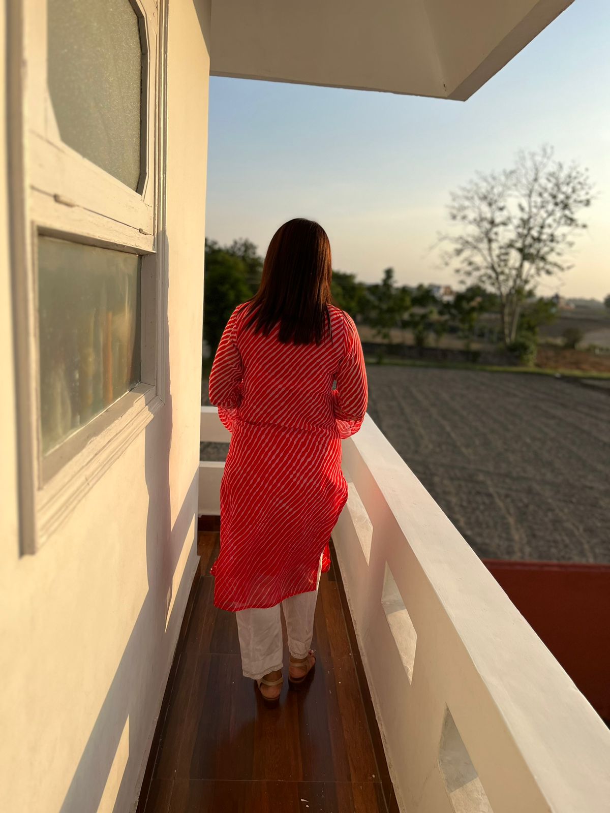 Red Georgette Gota Pati Kurta