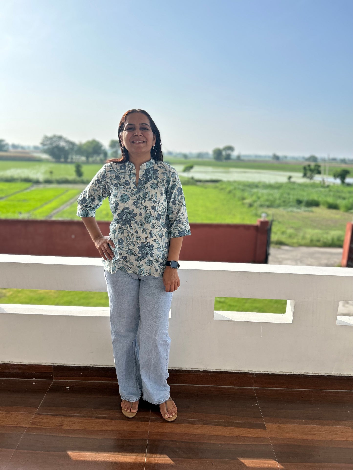 Grey Block Printed Tunic