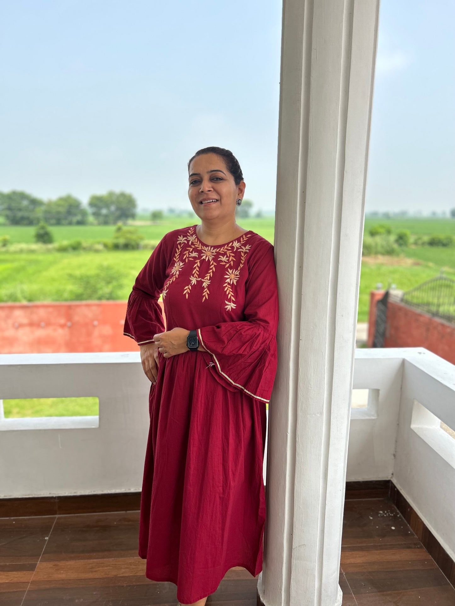 Maroon Cotton Dress