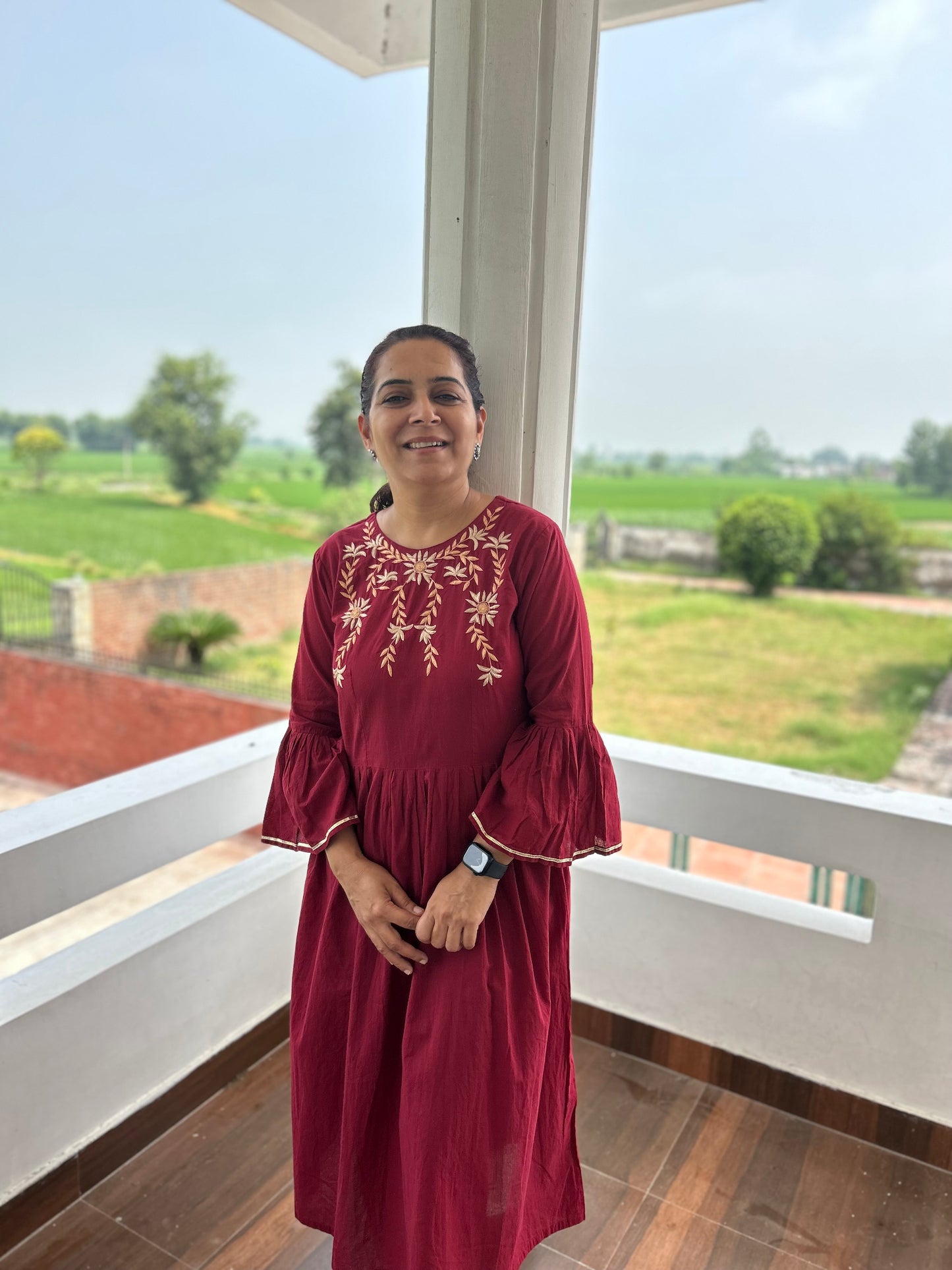 Maroon Cotton Dress