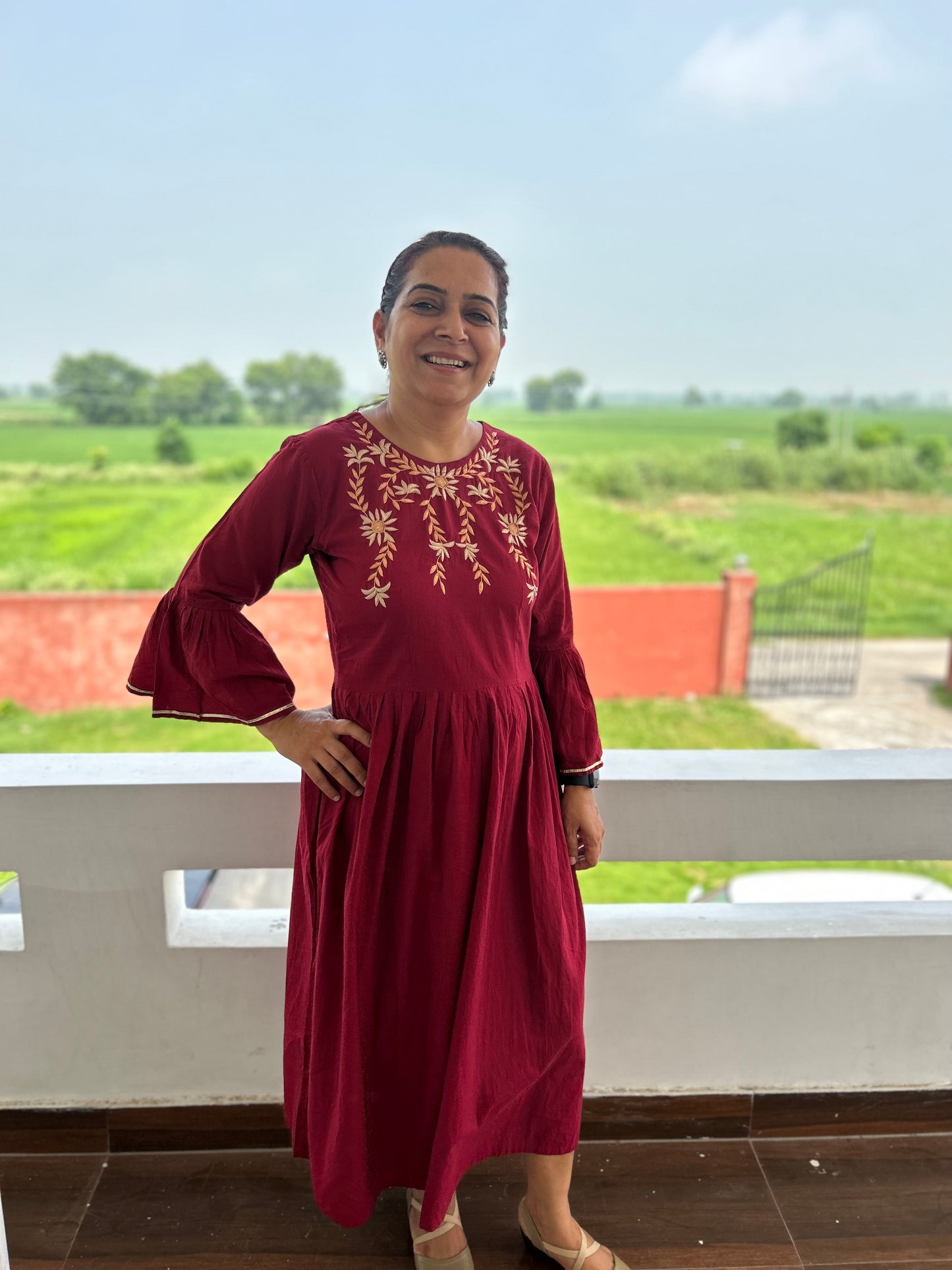 Maroon Cotton Dress