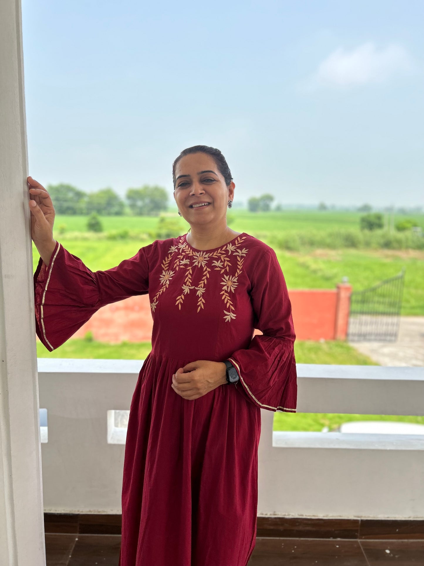 Maroon Cotton Dress