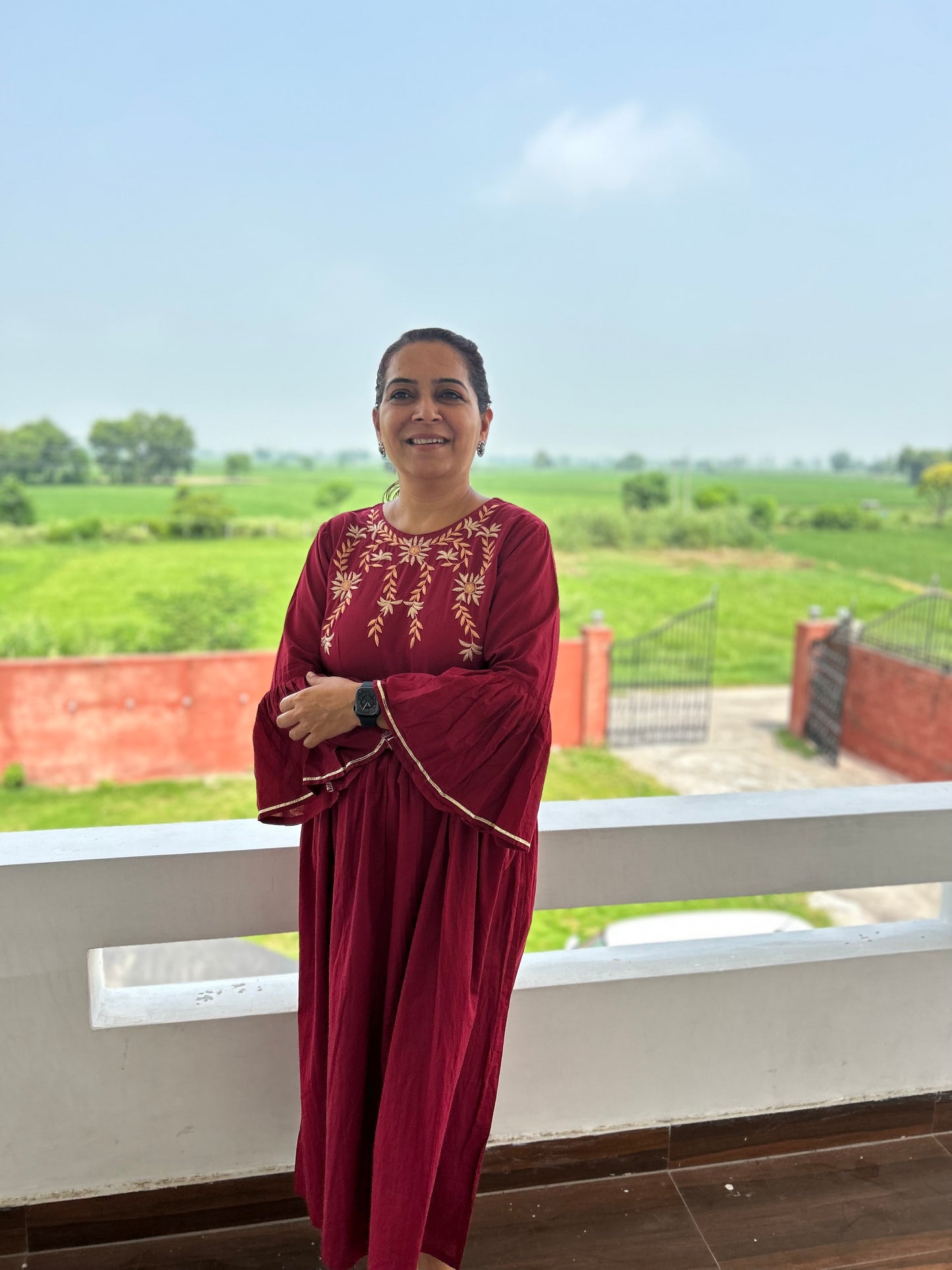 Maroon Cotton Dress