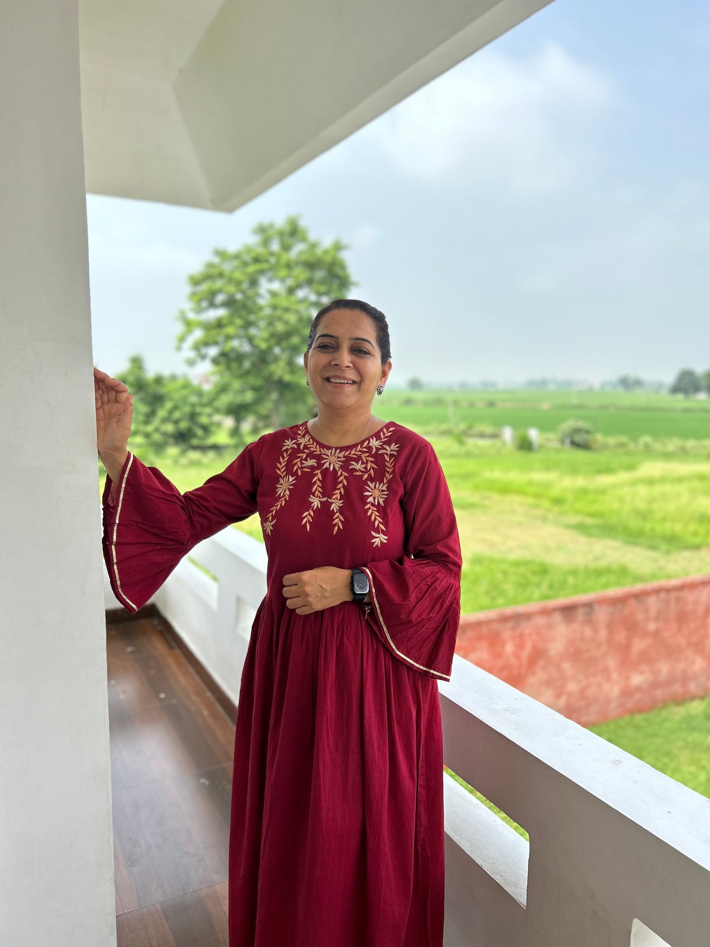 Maroon Cotton Dress