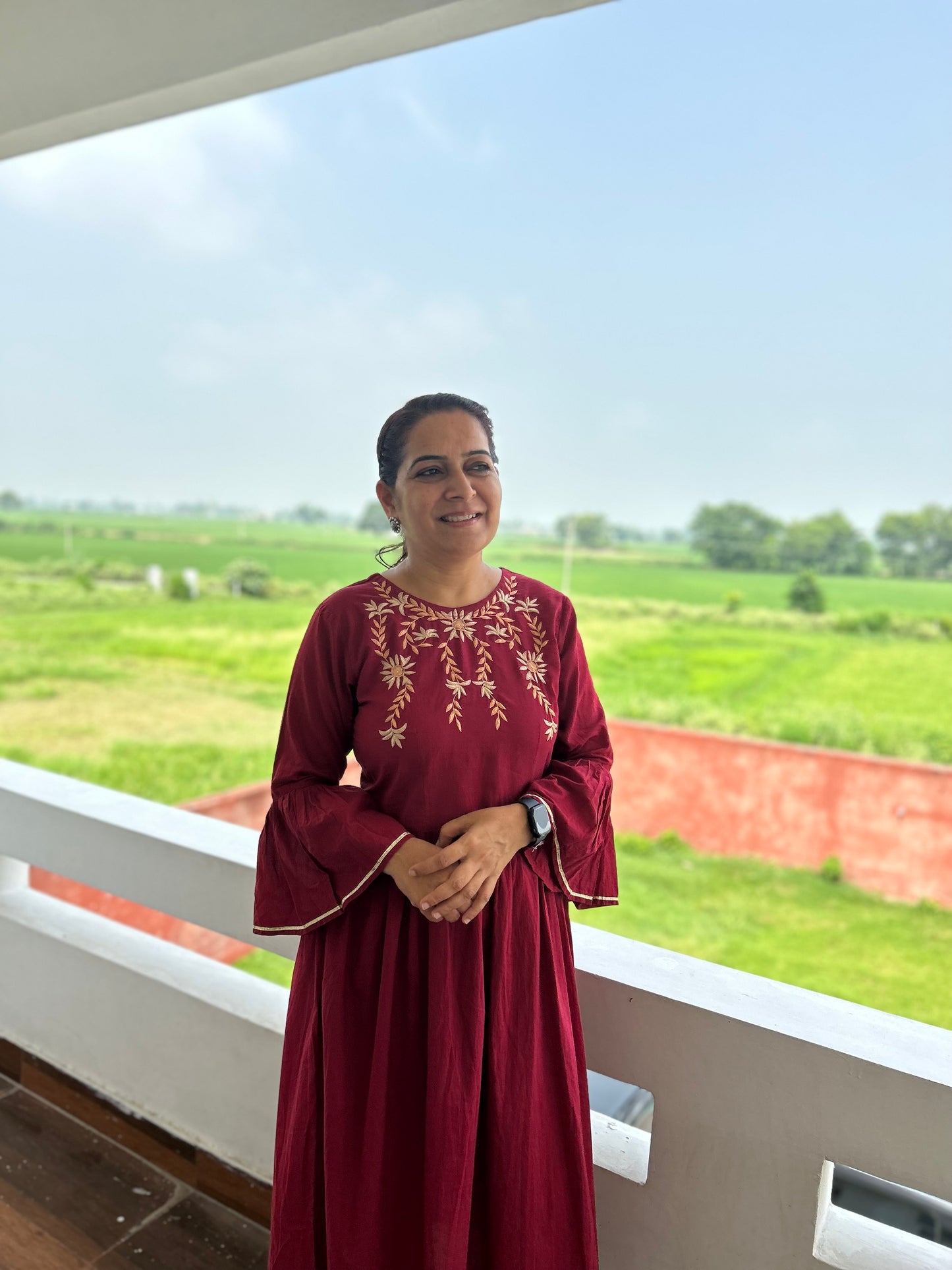 Maroon Cotton Dress