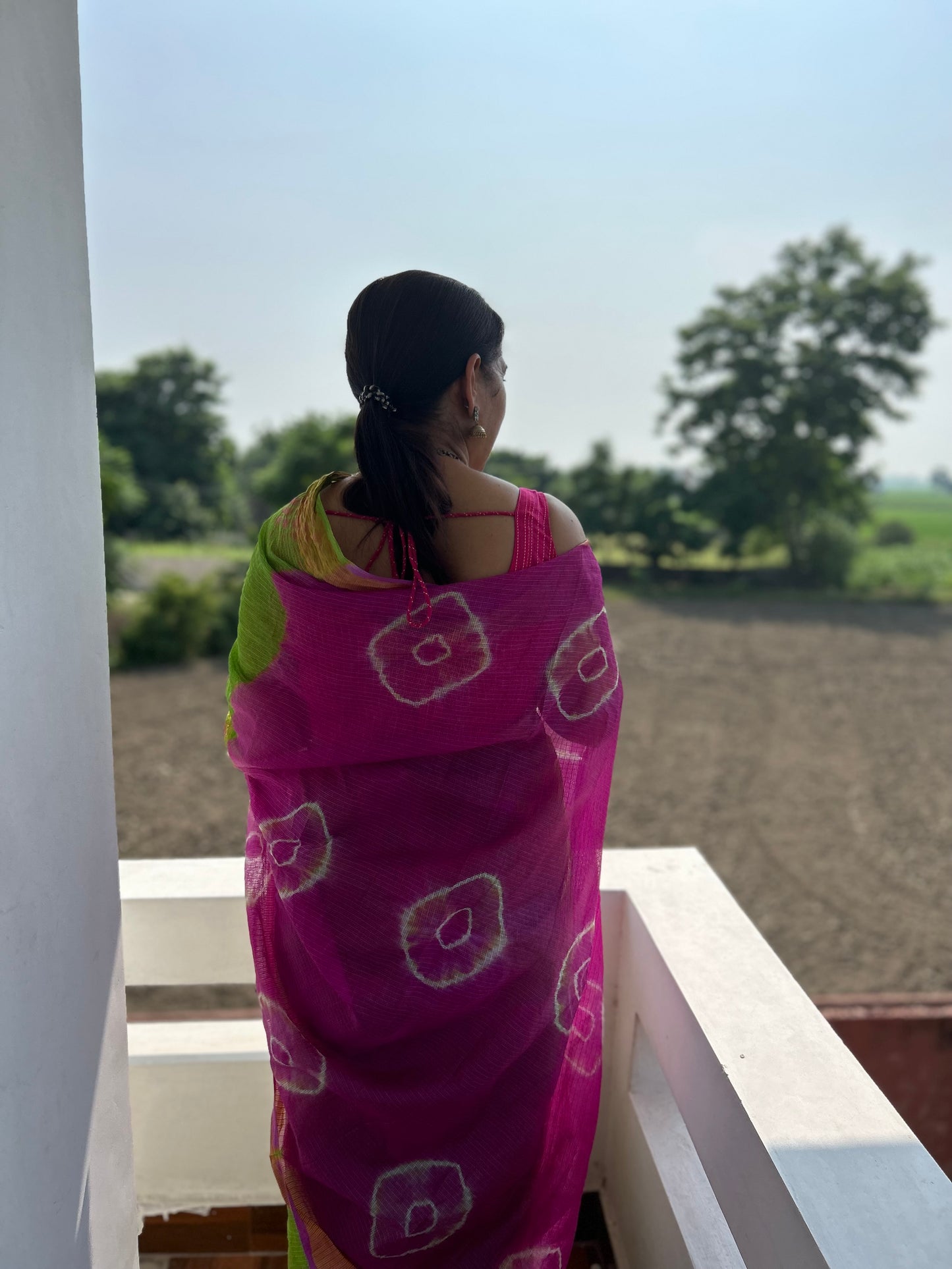 Purple Green Lehriya Sari