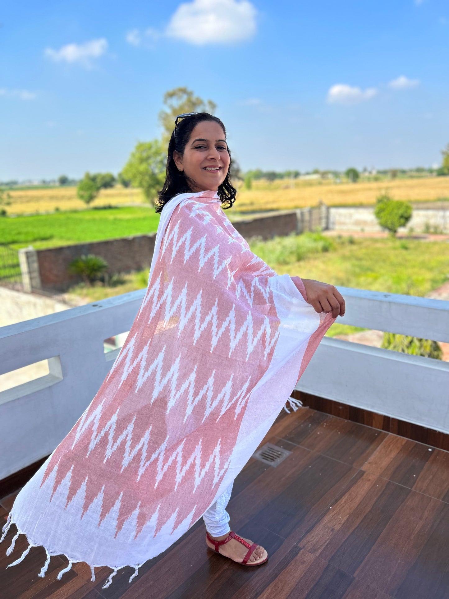 Green Cotton Block Printed Dupatta