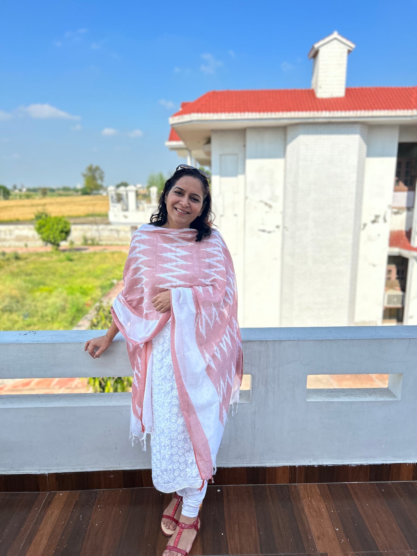 Green Cotton Block Printed Dupatta
