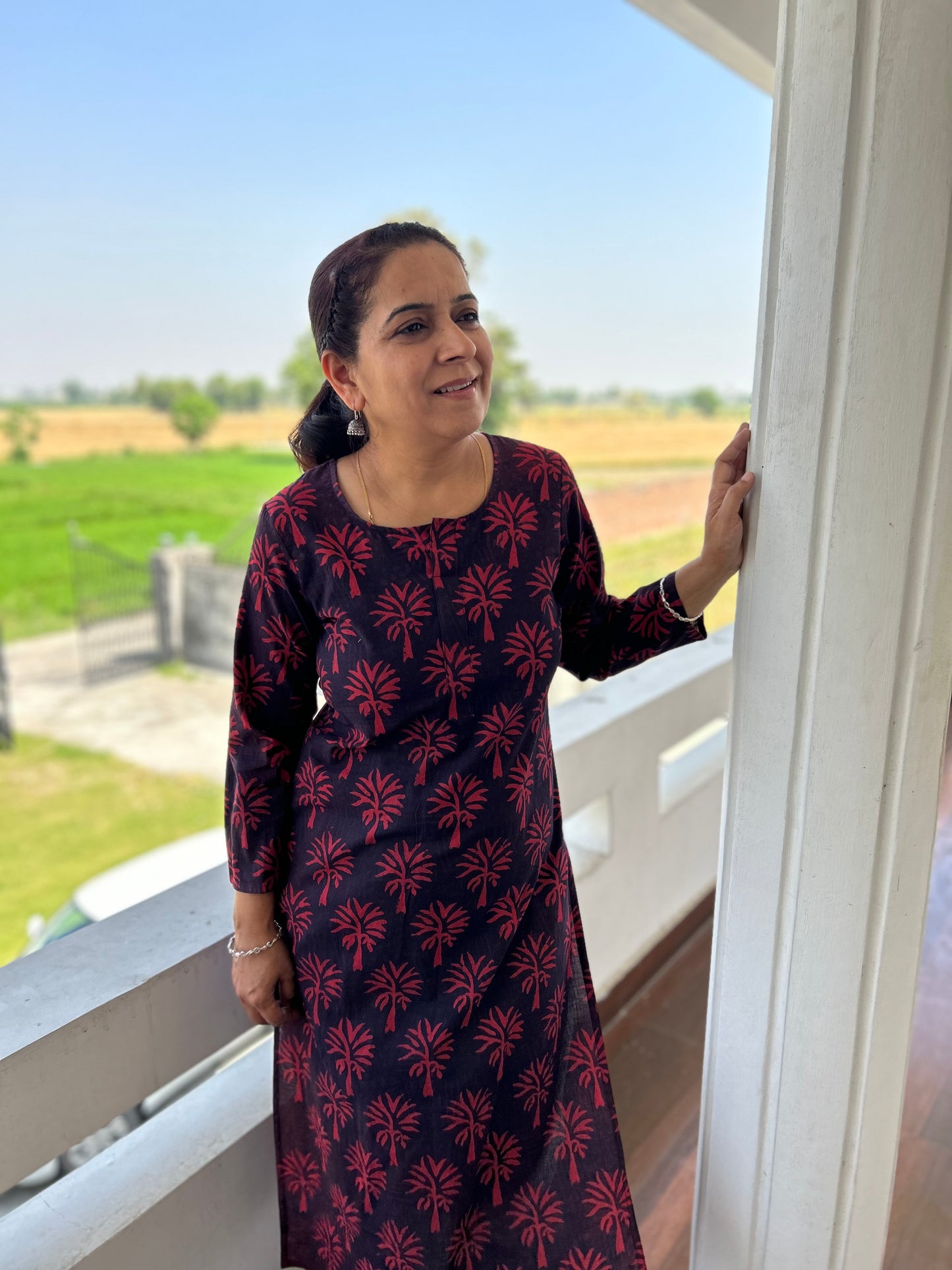 Dark Purple Dabu Kurta