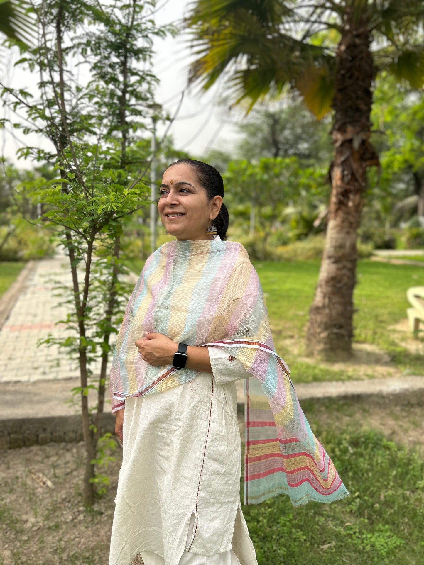Multi Color Hand Woven Kota Doria Stole