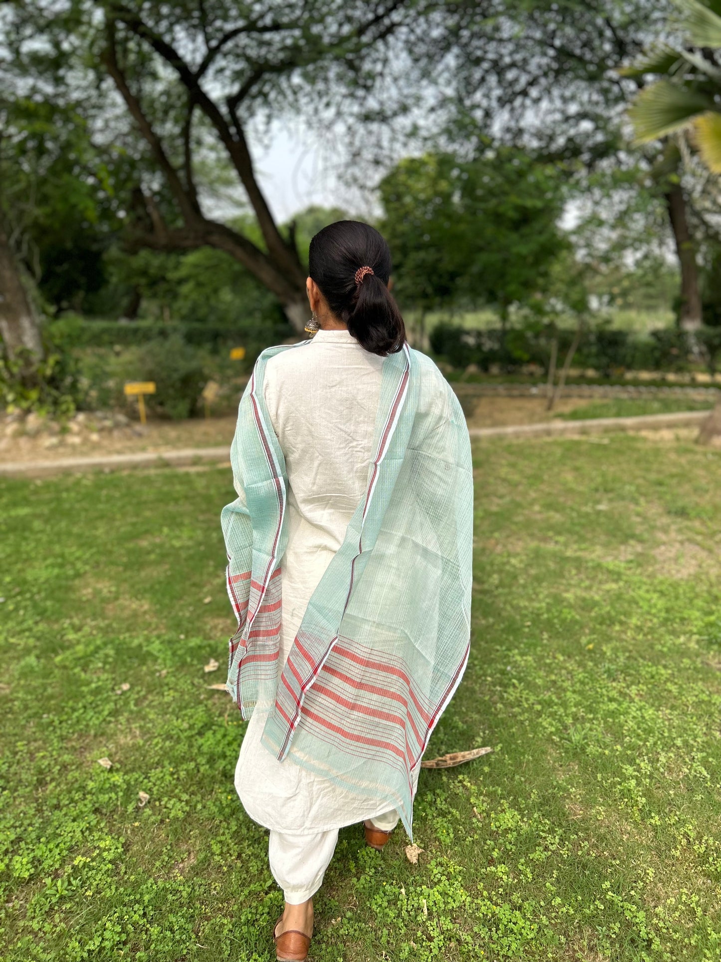 Green Hand Woven Kota Doria Stole