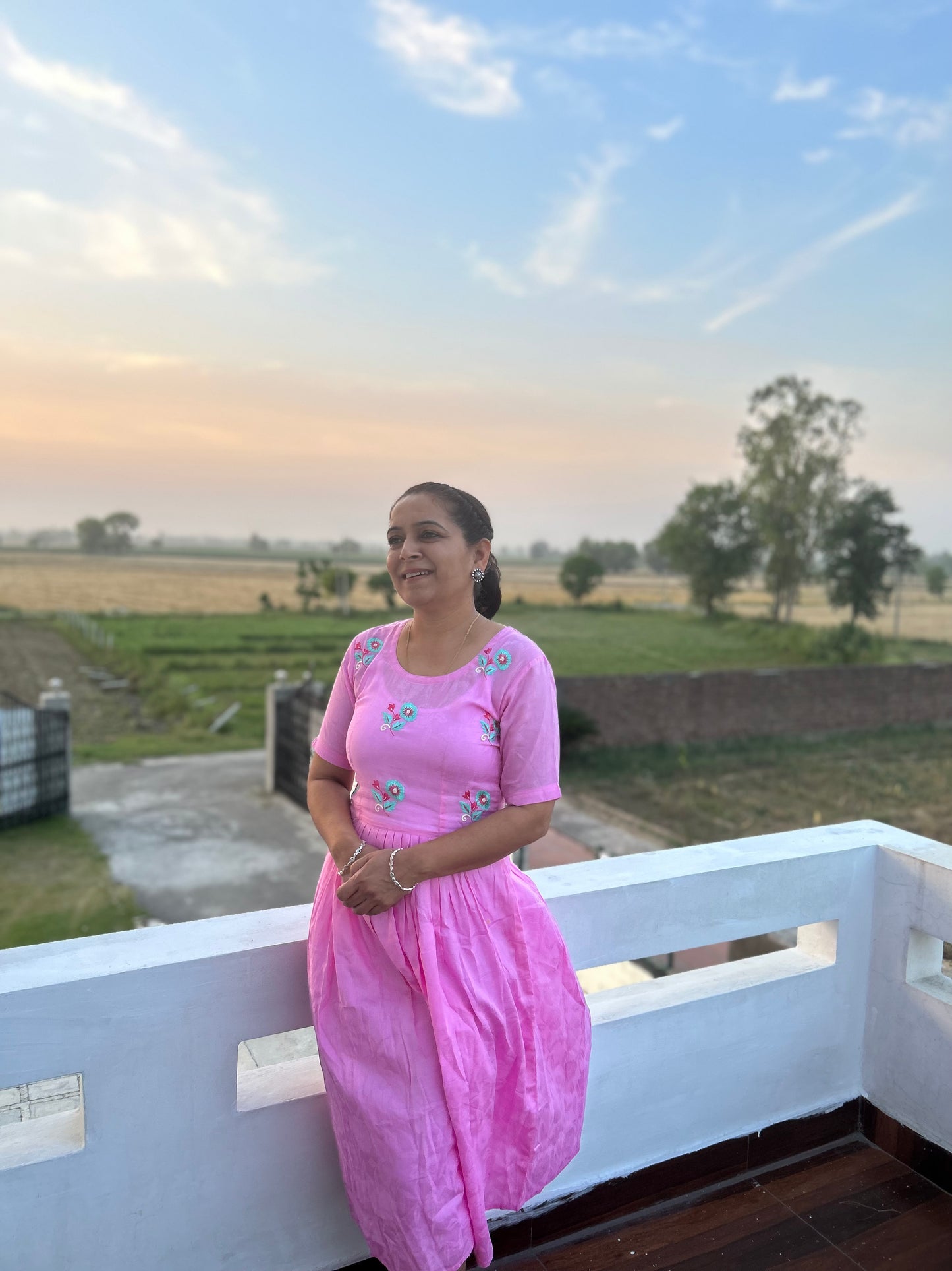 Pink Hand Embroidery Dress