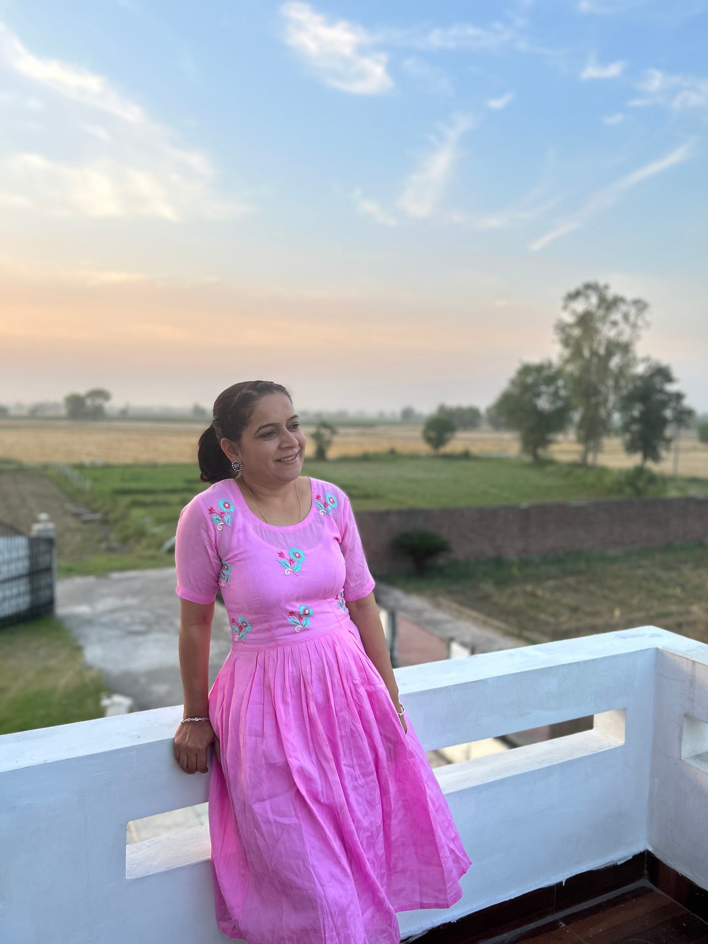 Pink Hand Embroidery Dress