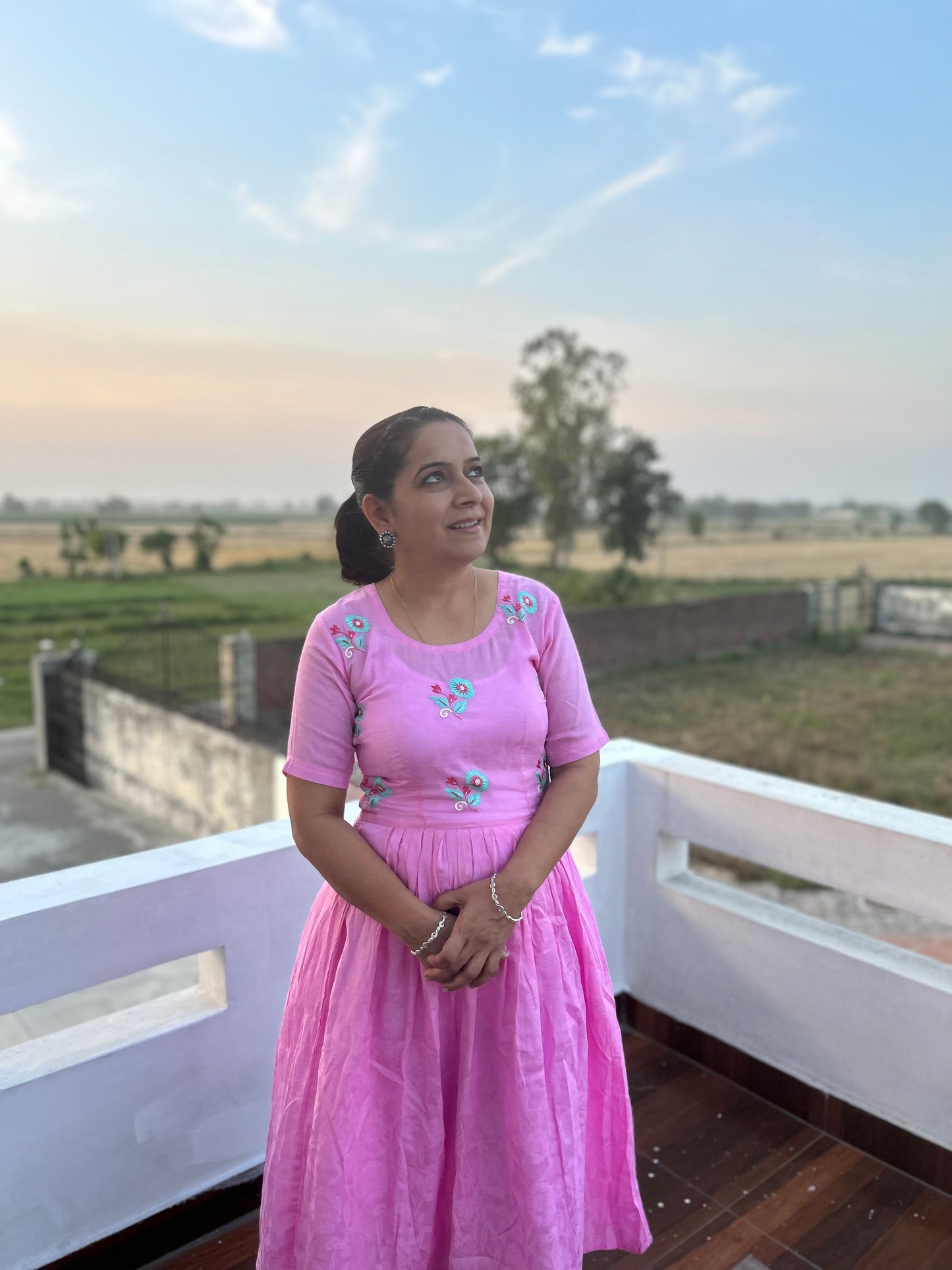 Pink Hand Embroidery Dress
