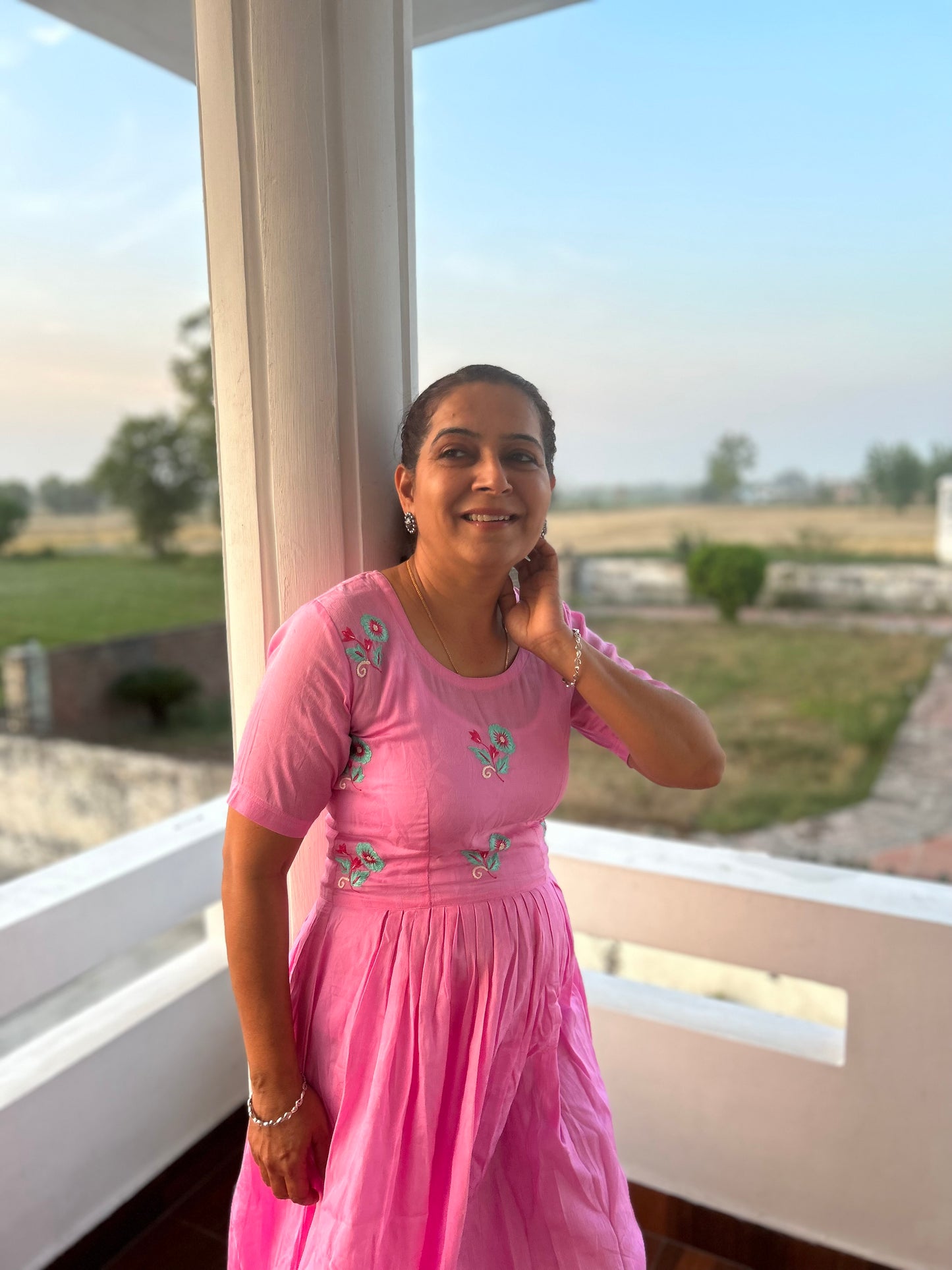 Pink Hand Embroidery Dress