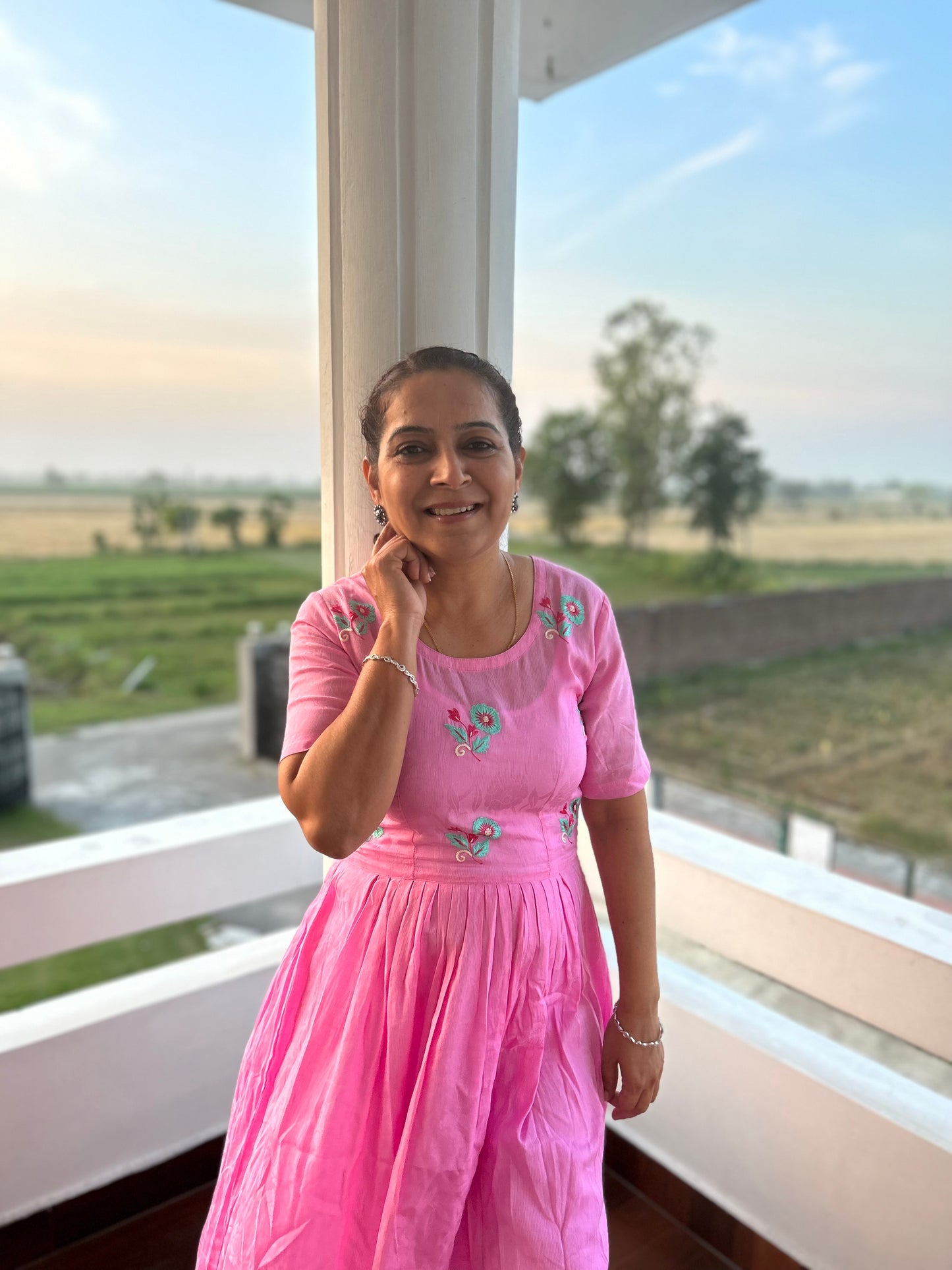 Pink Hand Embroidery Dress