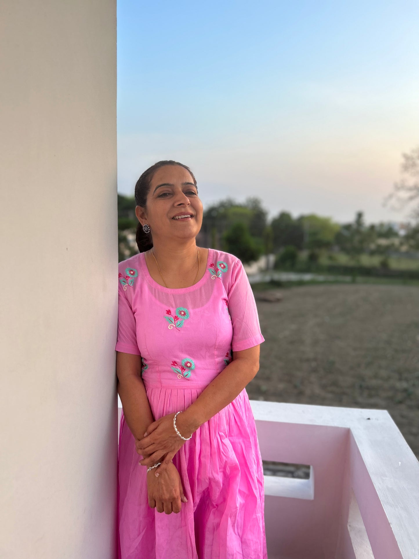 Pink Hand Embroidery Dress