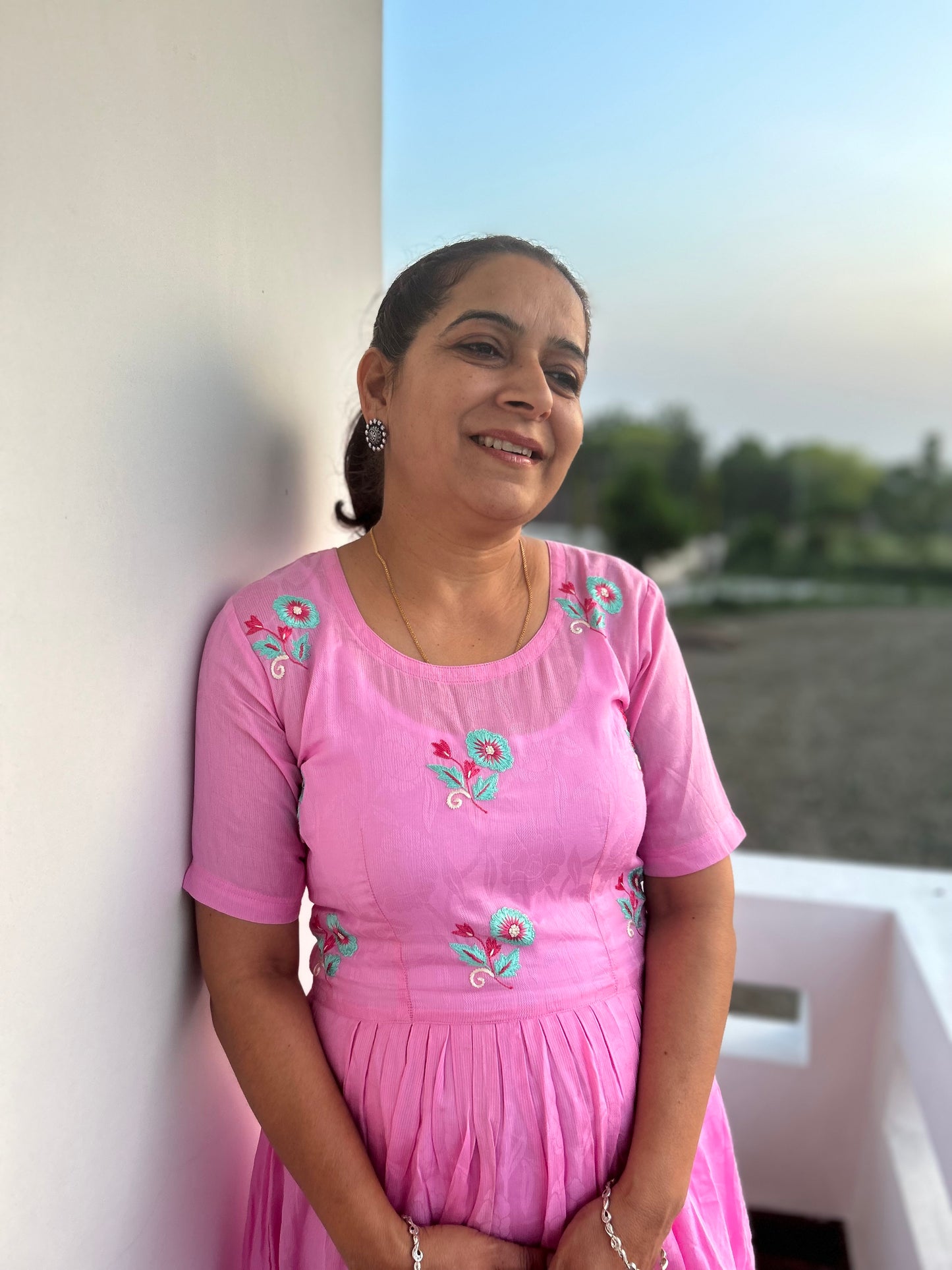 Pink Hand Embroidery Dress