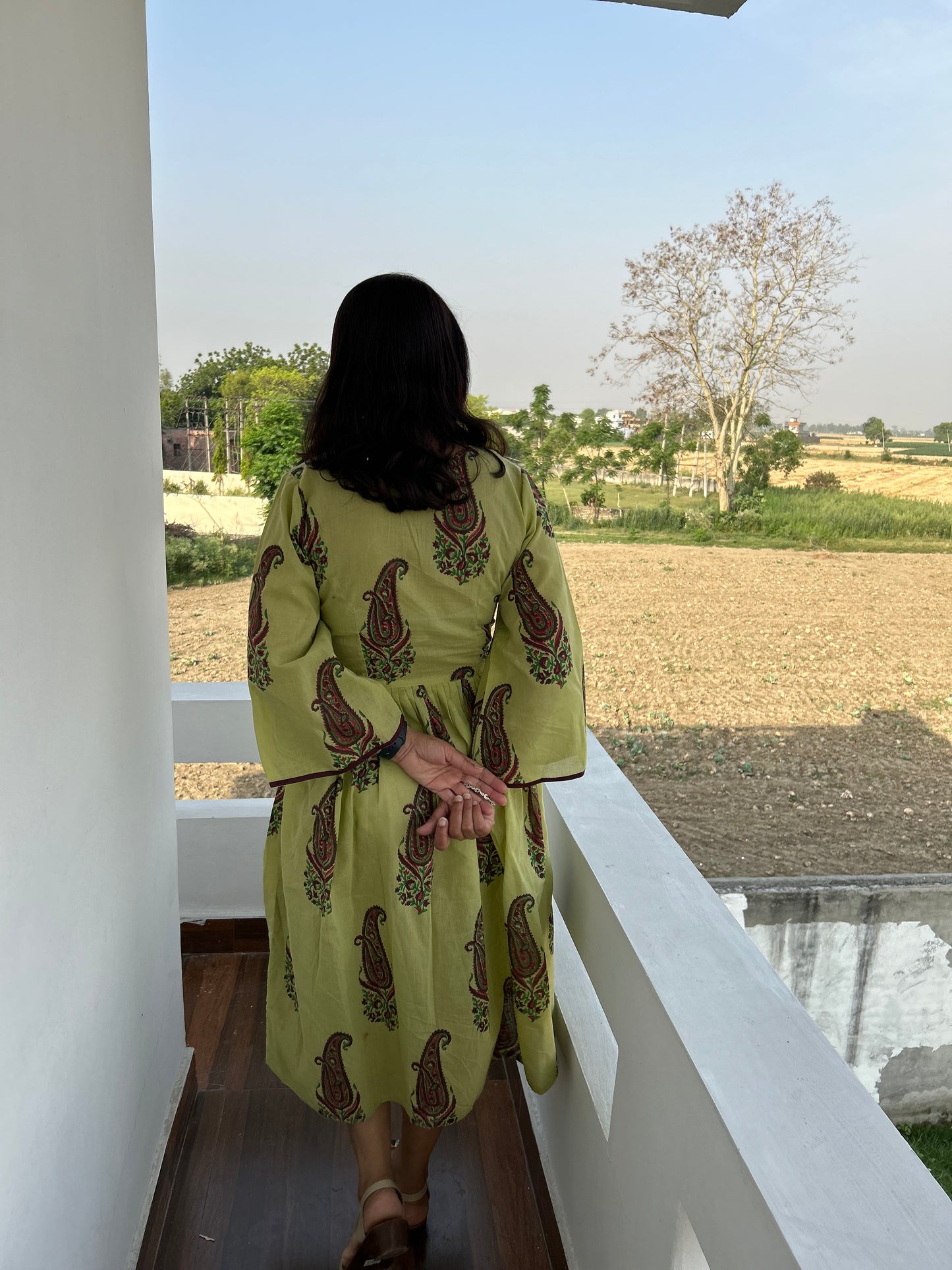 Green Block Printed Dress
