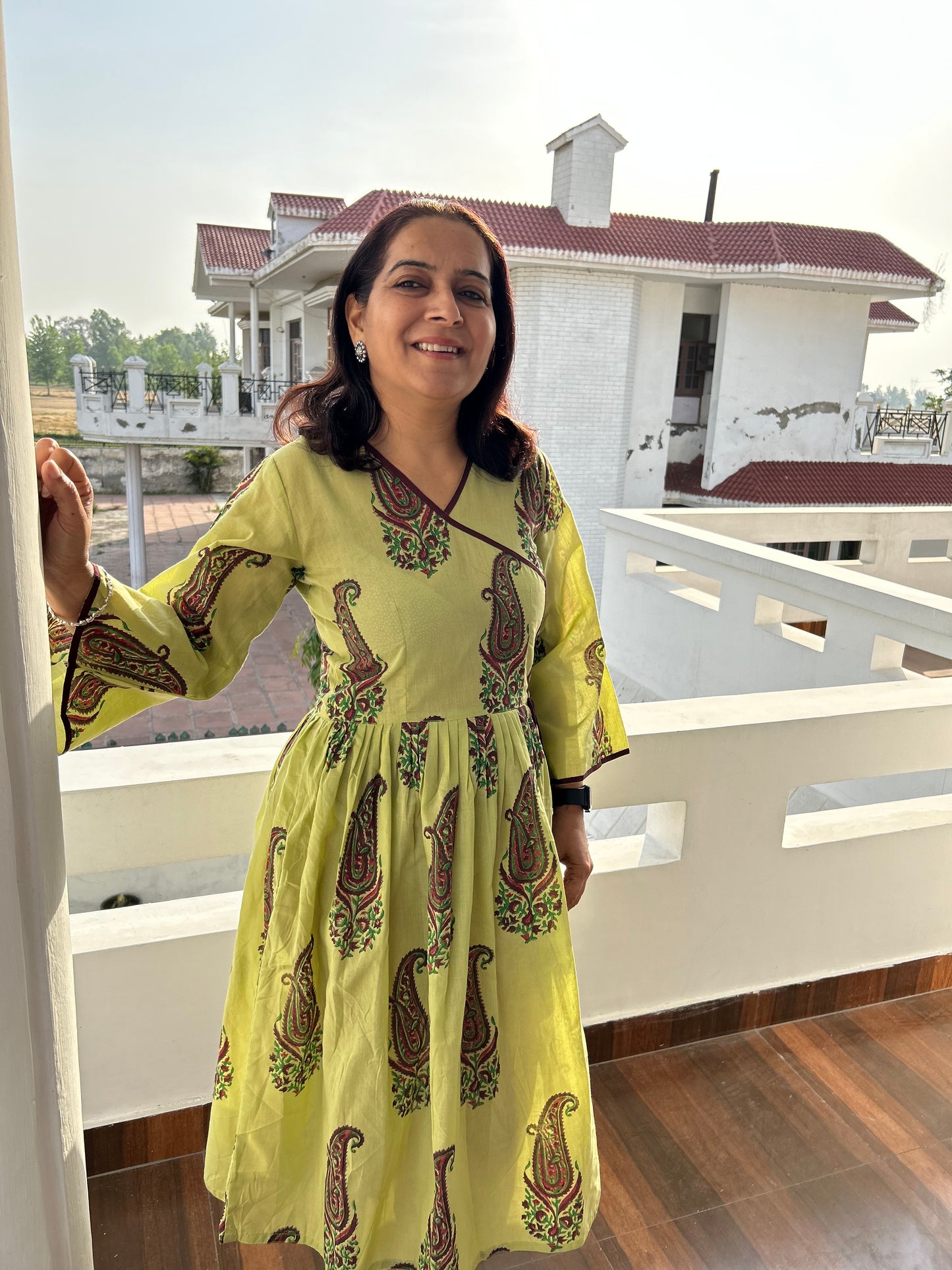 Green Block Printed Dress