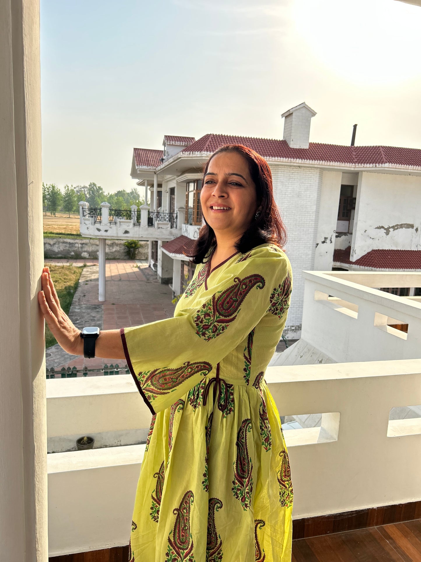 Green Block Printed Dress