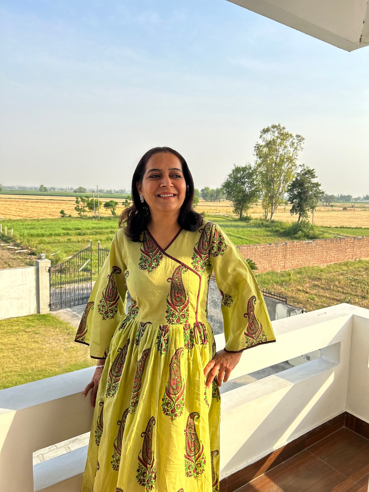 Green Block Printed Dress