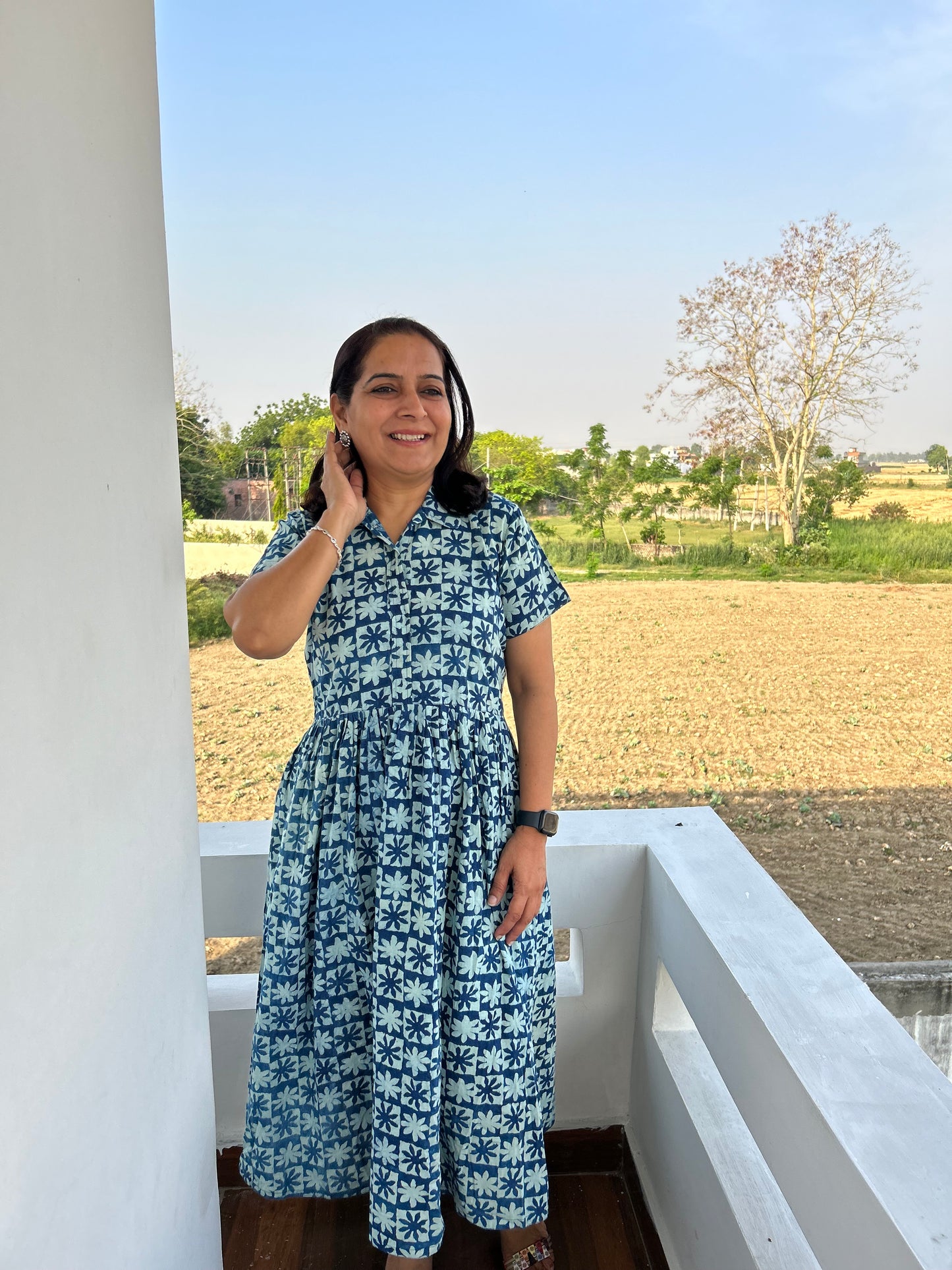 Indigo Cotton Dress
