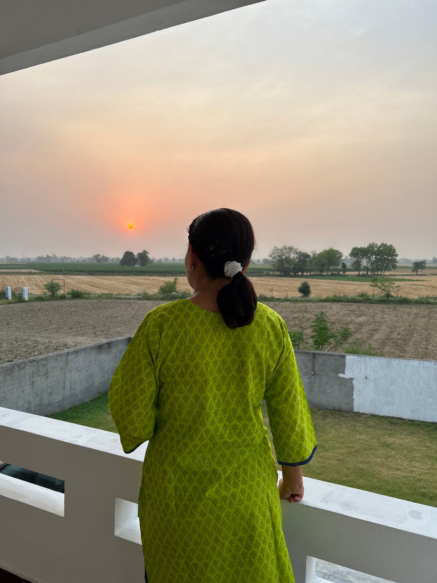 Green Block Printed Top