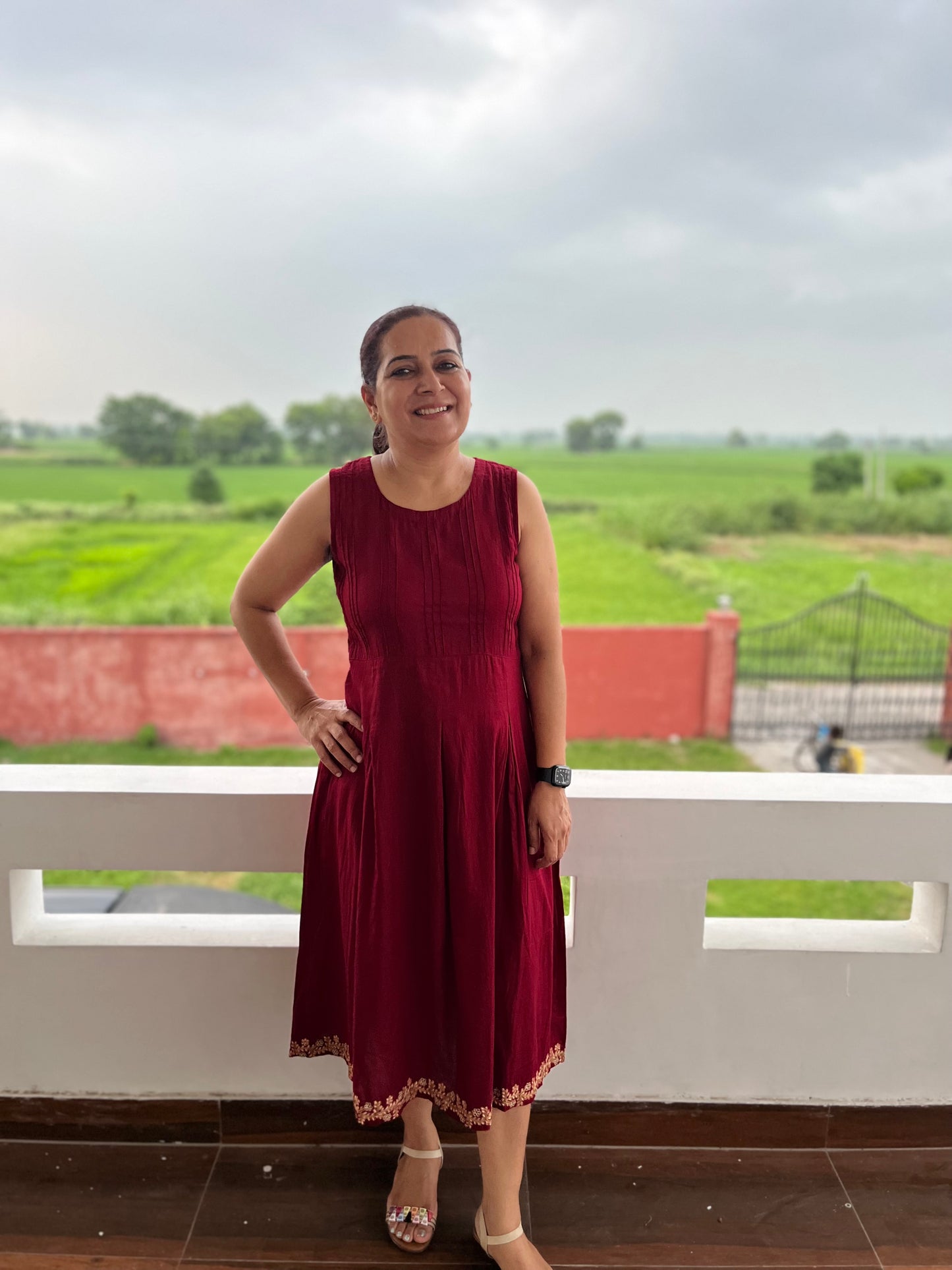 Maroon Cotton Dress