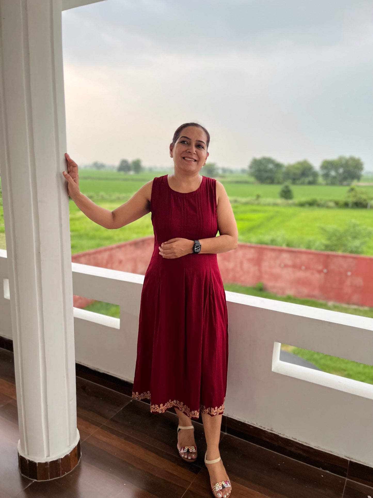 Maroon Cotton Dress