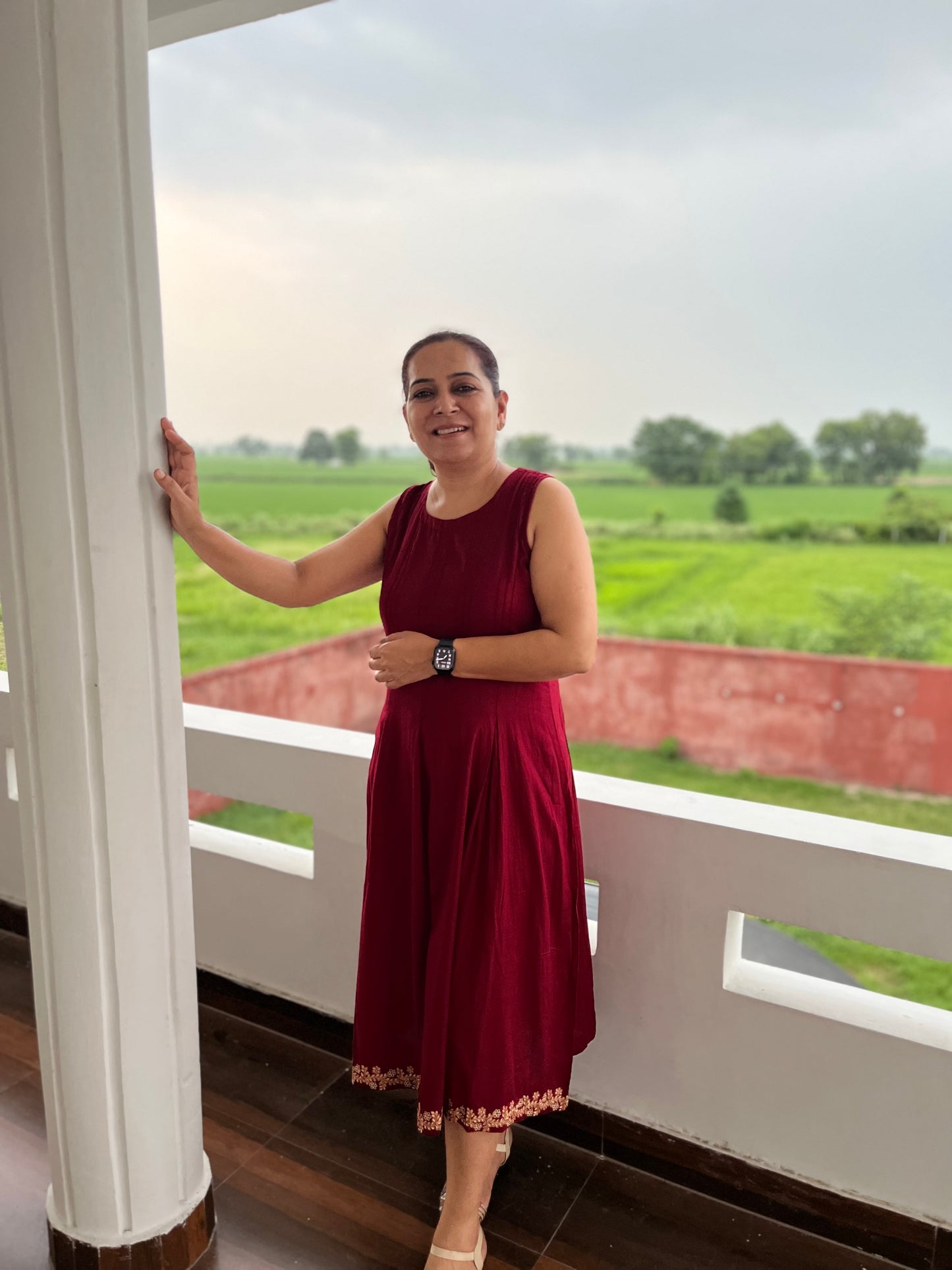 Maroon Cotton Dress