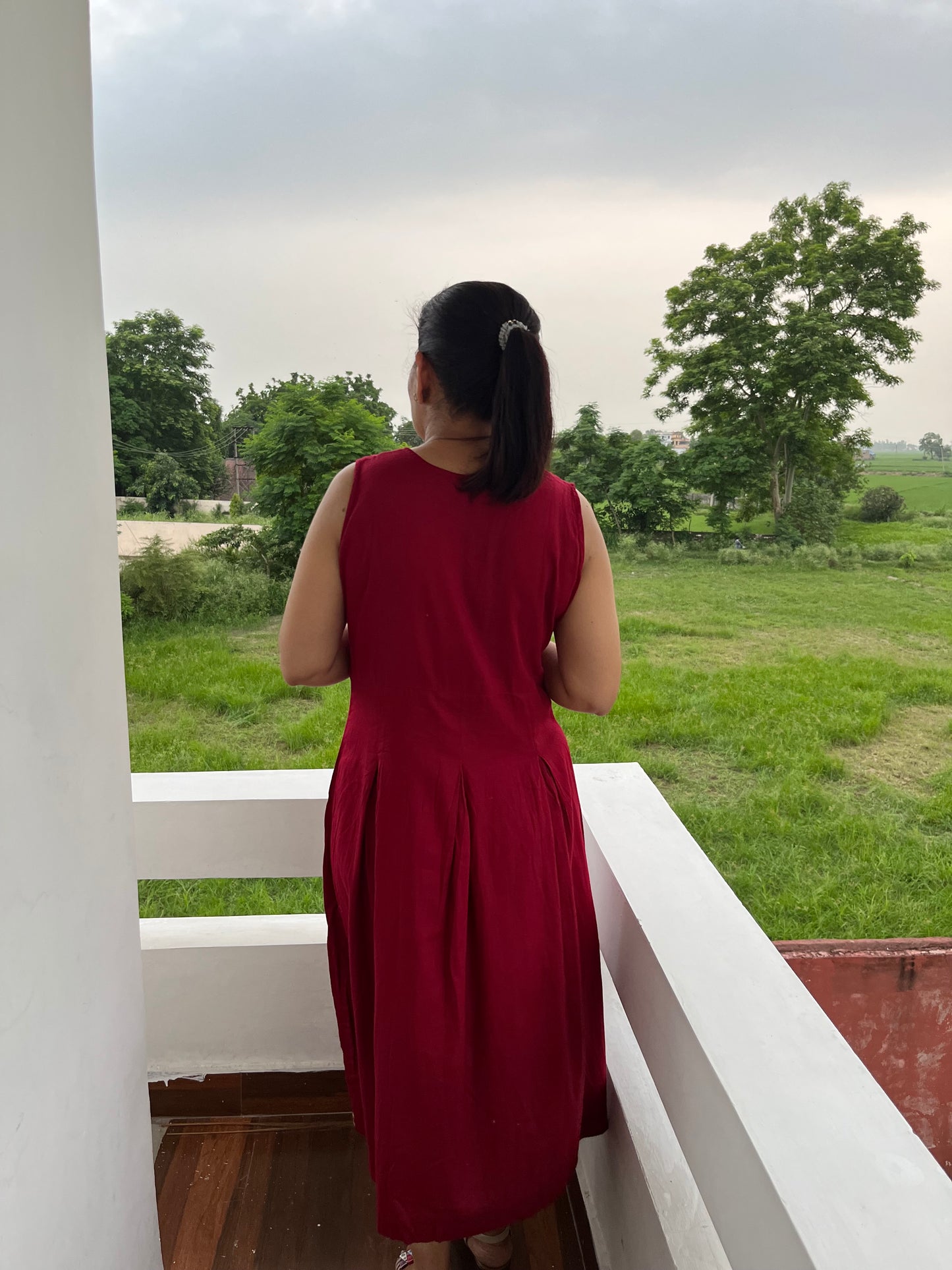 Maroon Cotton Dress
