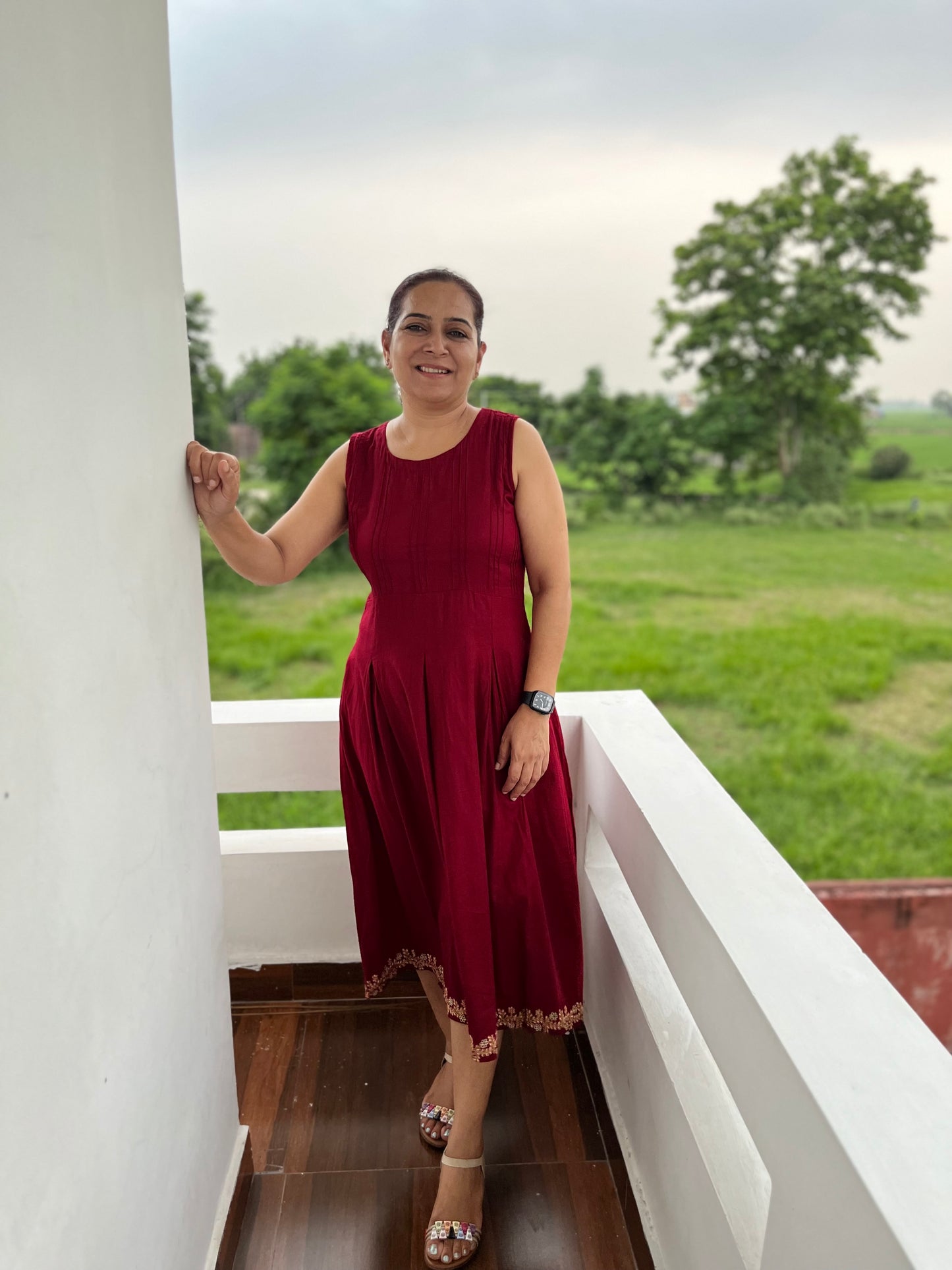 Maroon Cotton Dress