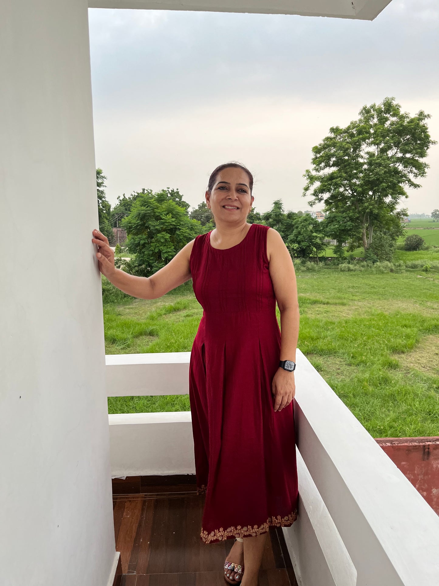 Maroon Cotton Dress
