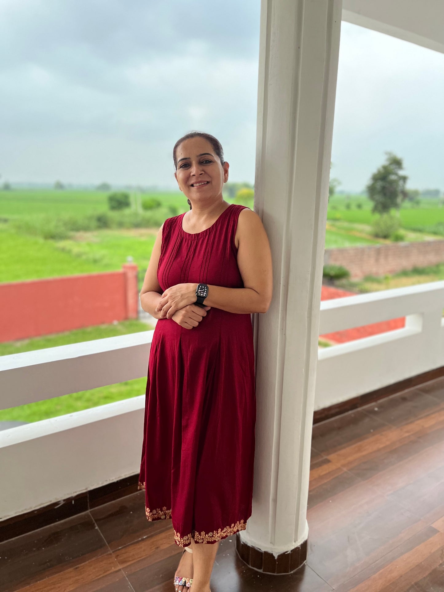 Maroon Cotton Dress