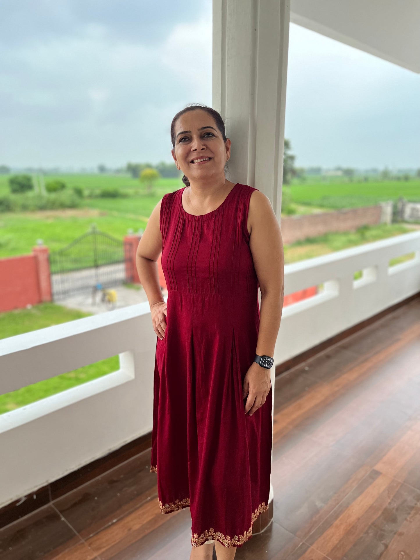 Maroon Cotton Dress