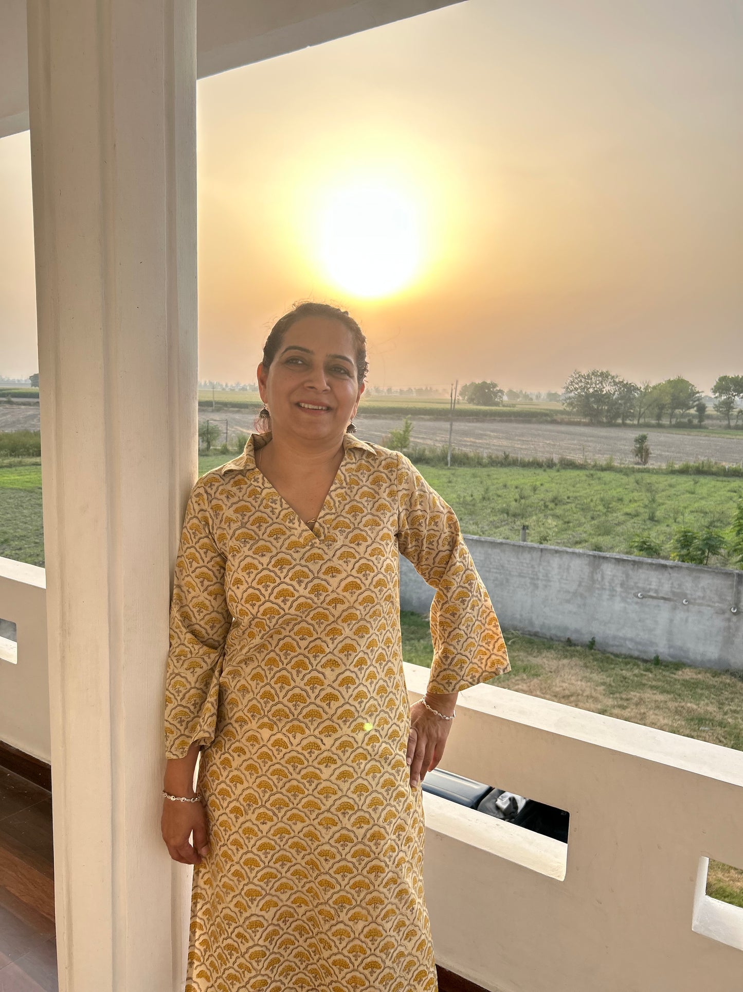 Beige Cotton Kalamkari Kurta .
