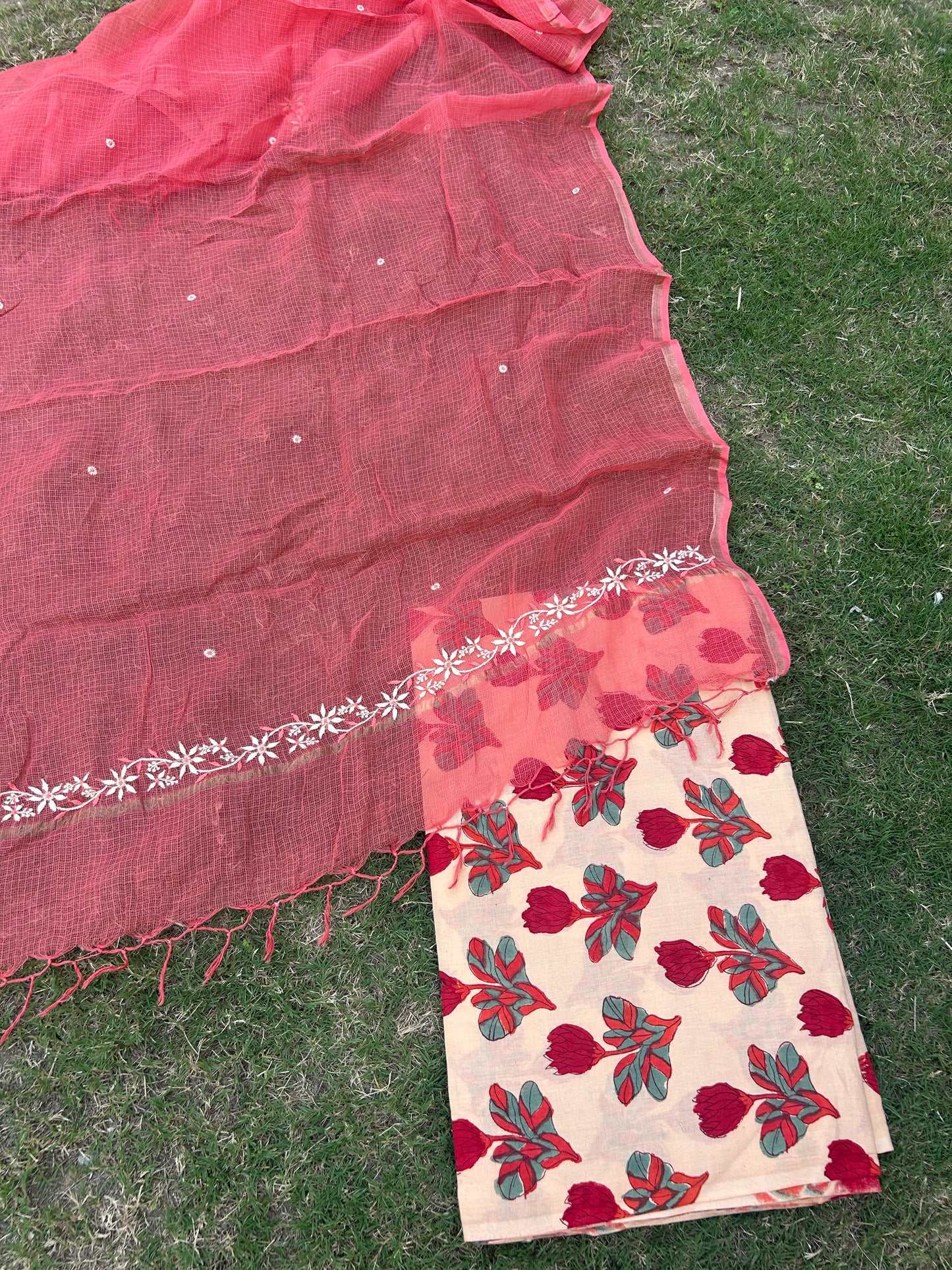Chikankari Dupatta Cotton Kurta Fabric