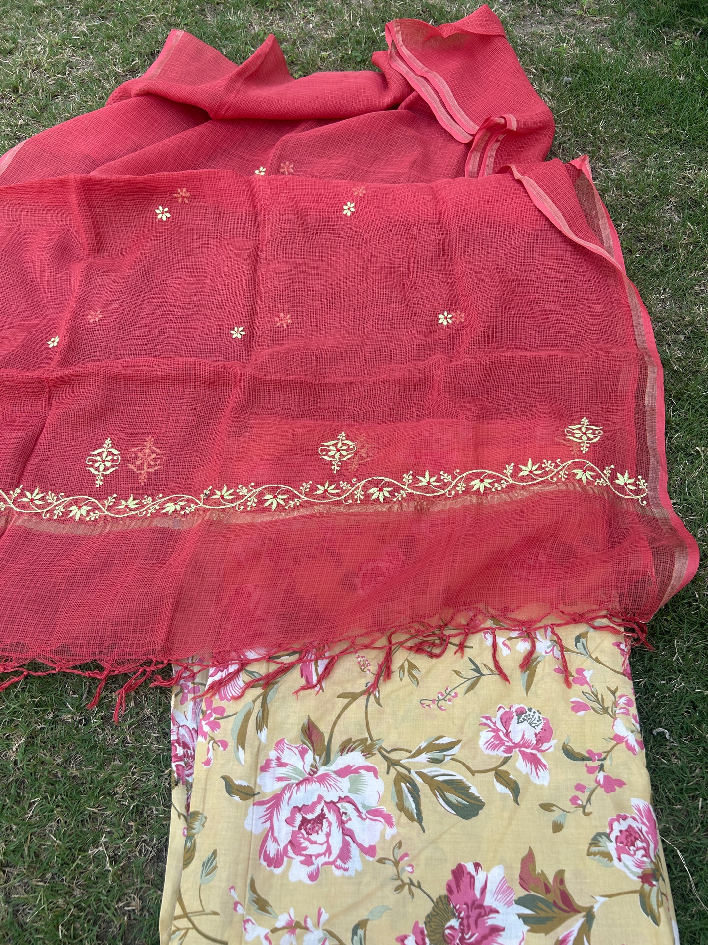 Chikankari Dupatta Cotton Kurta Fabric