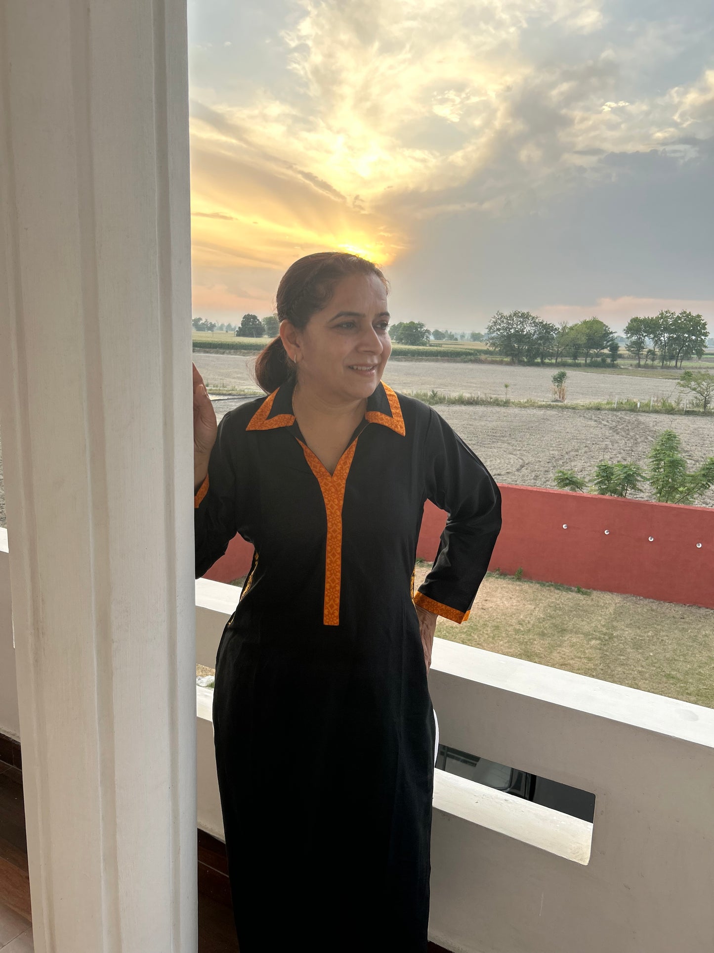 Black Cotton Kurta