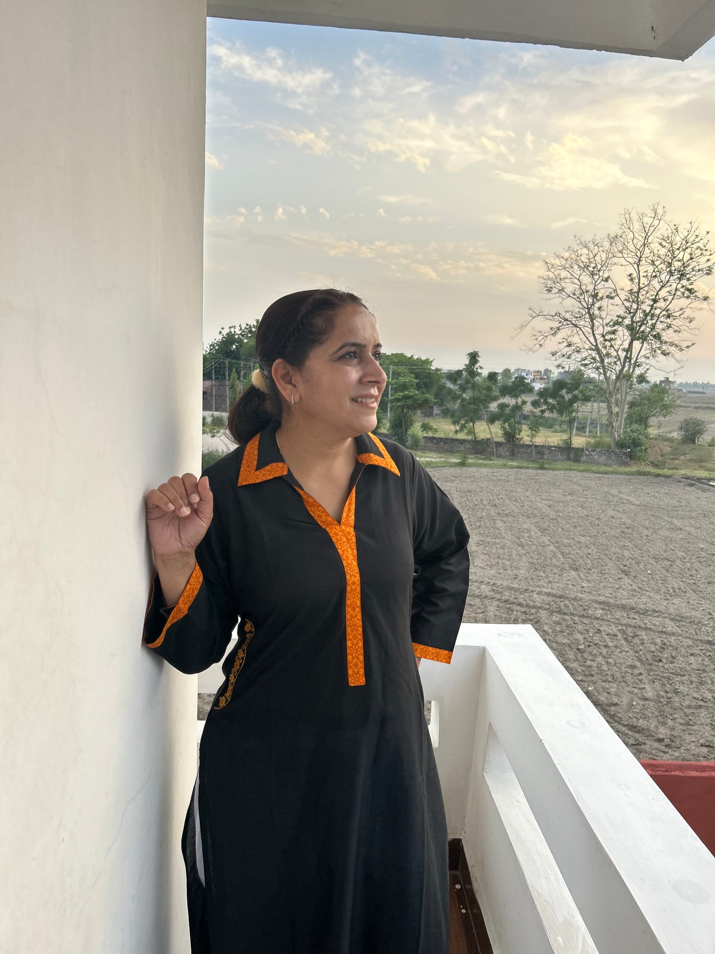 Black Cotton Kurta