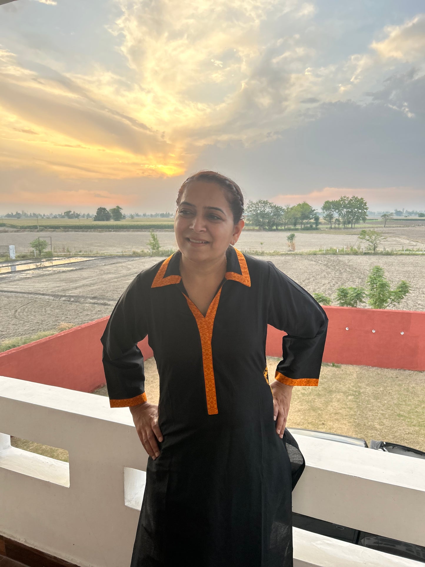 Black Cotton Kurta