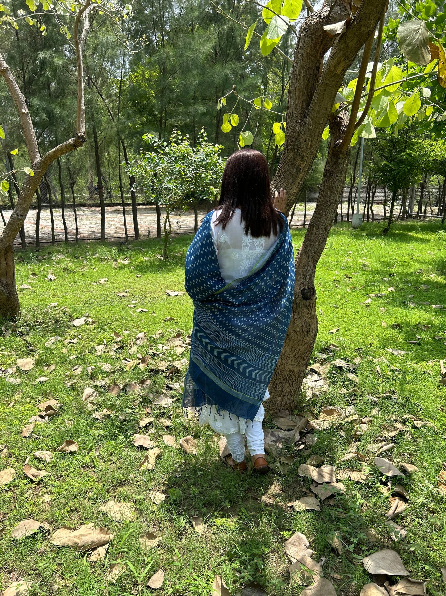 Indigo Linen Dupatta