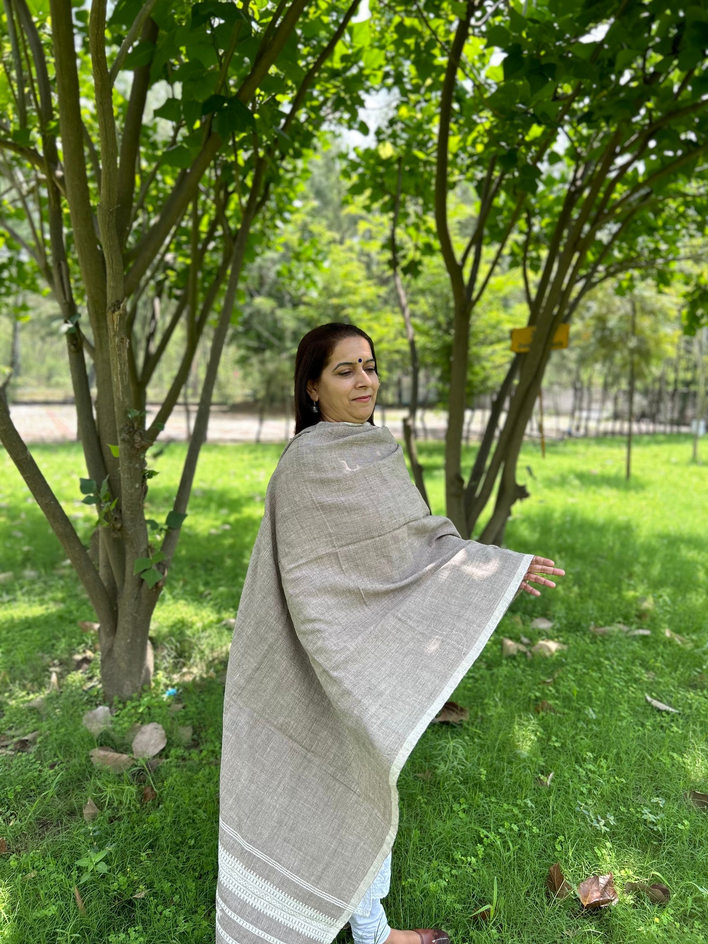 Grey Wool Bhujodi Shawl