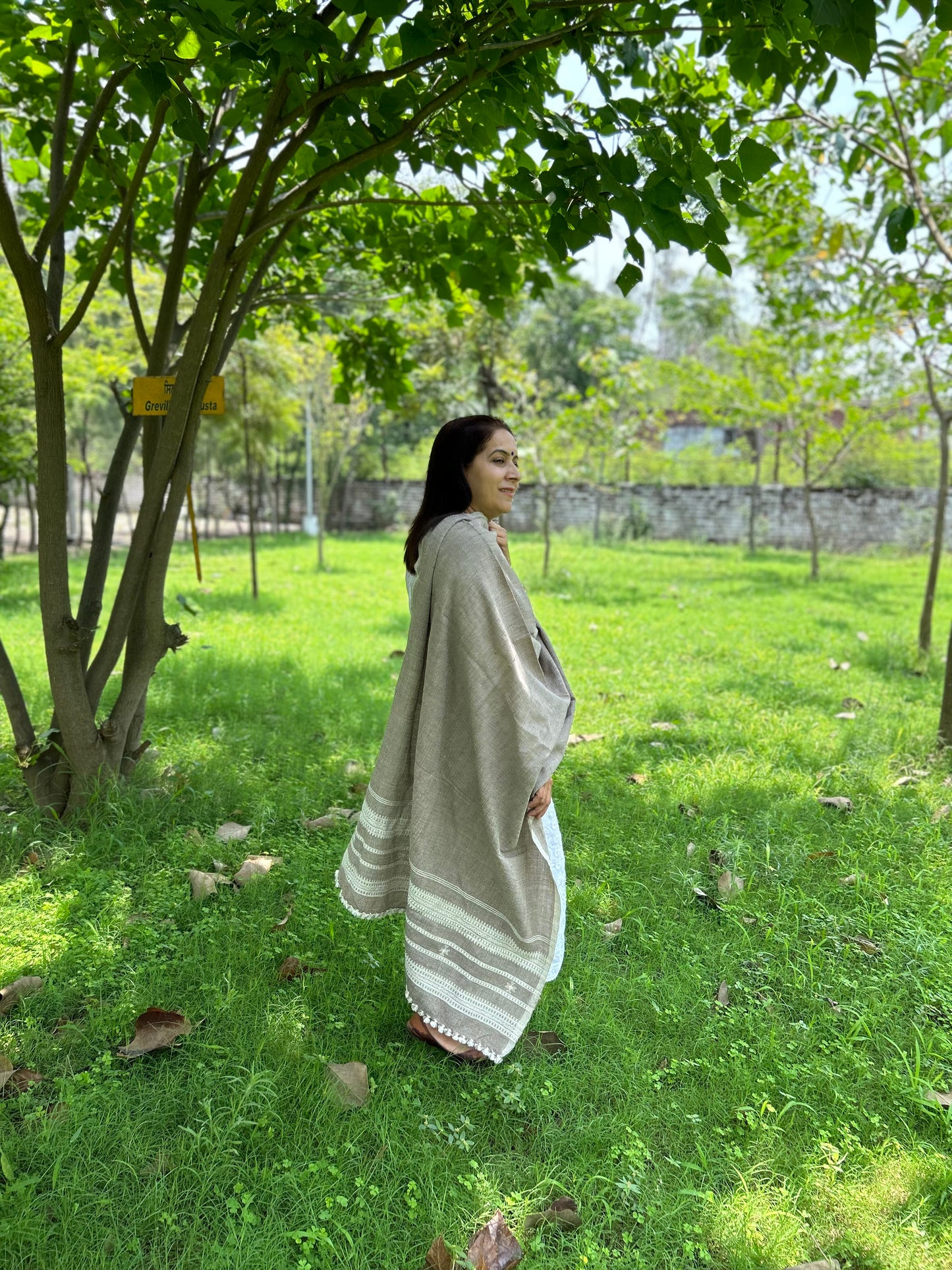 Grey Wool Bhujodi Shawl
