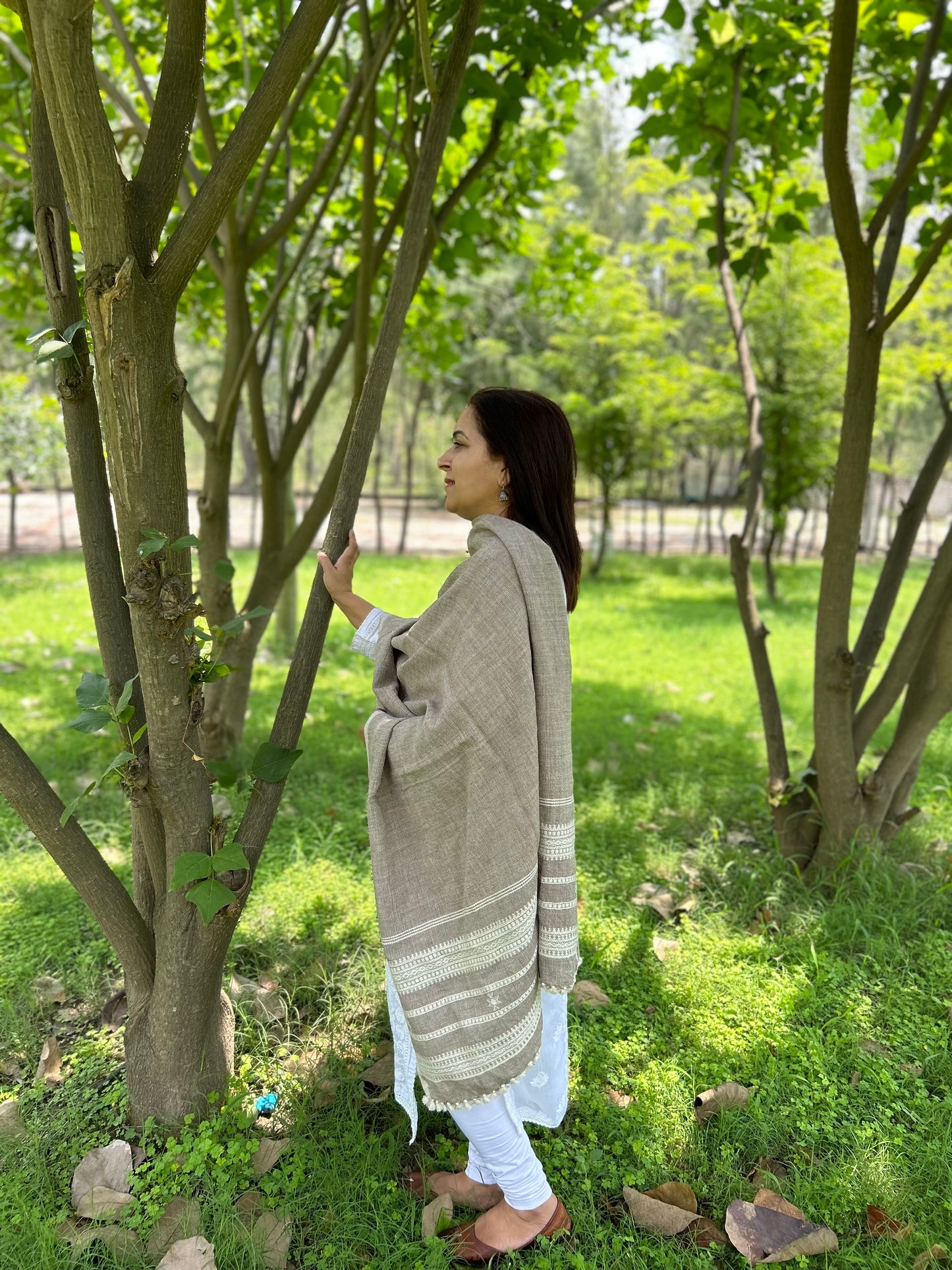 Grey Wool Bhujodi Shawl