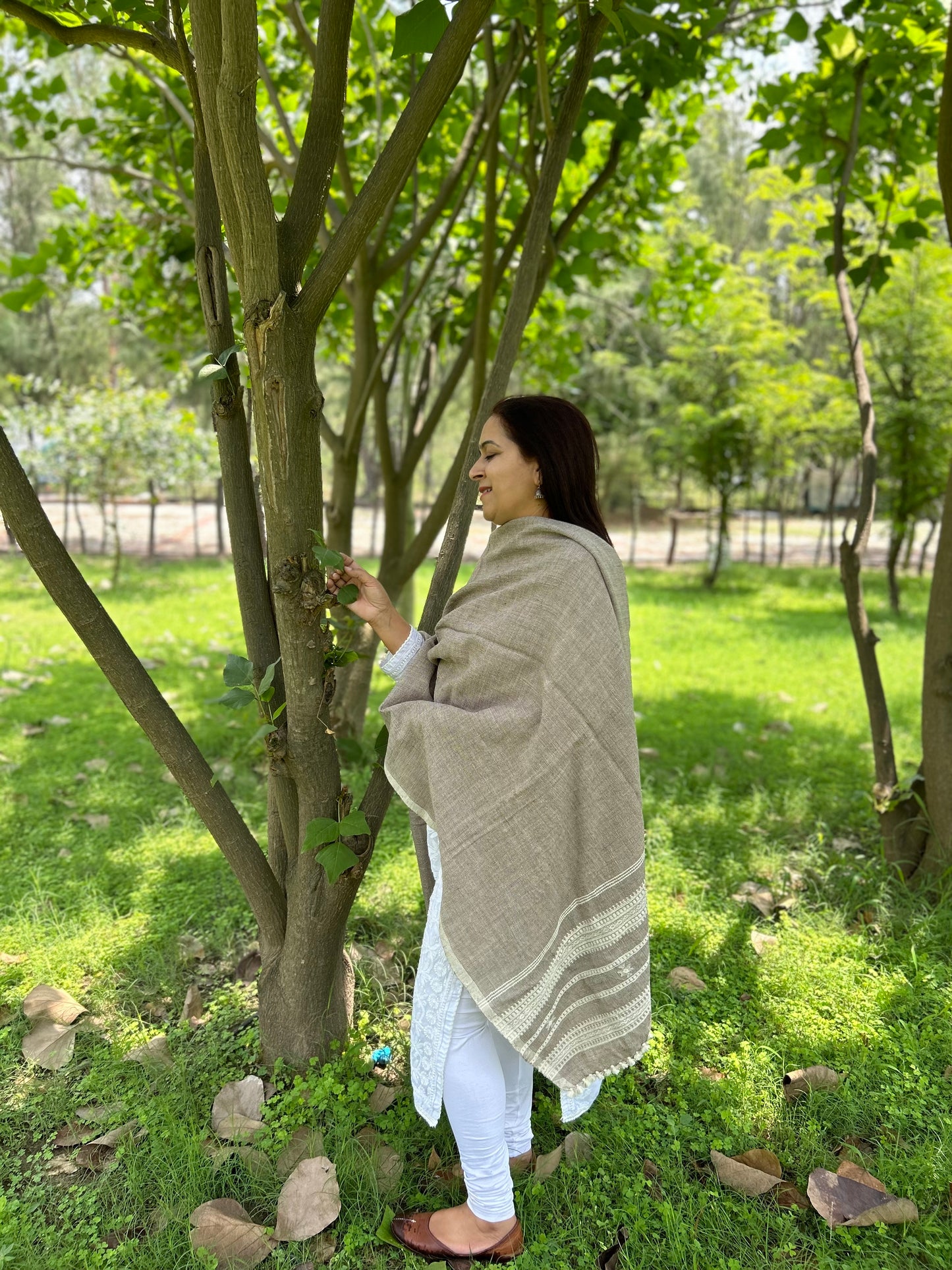Grey Wool Bhujodi Shawl