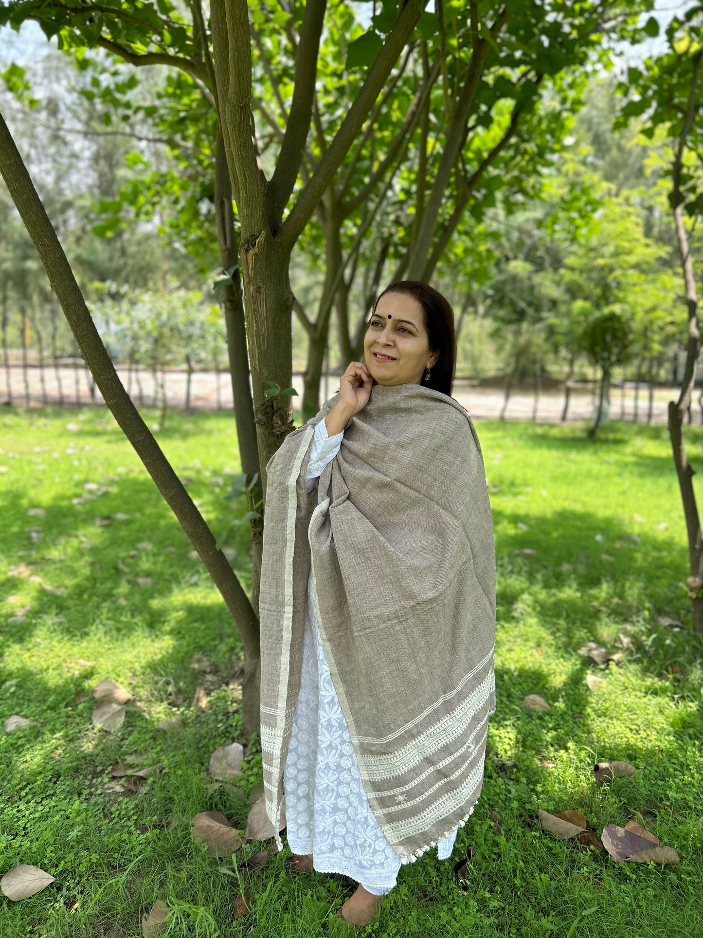 Grey Wool Bhujodi Shawl