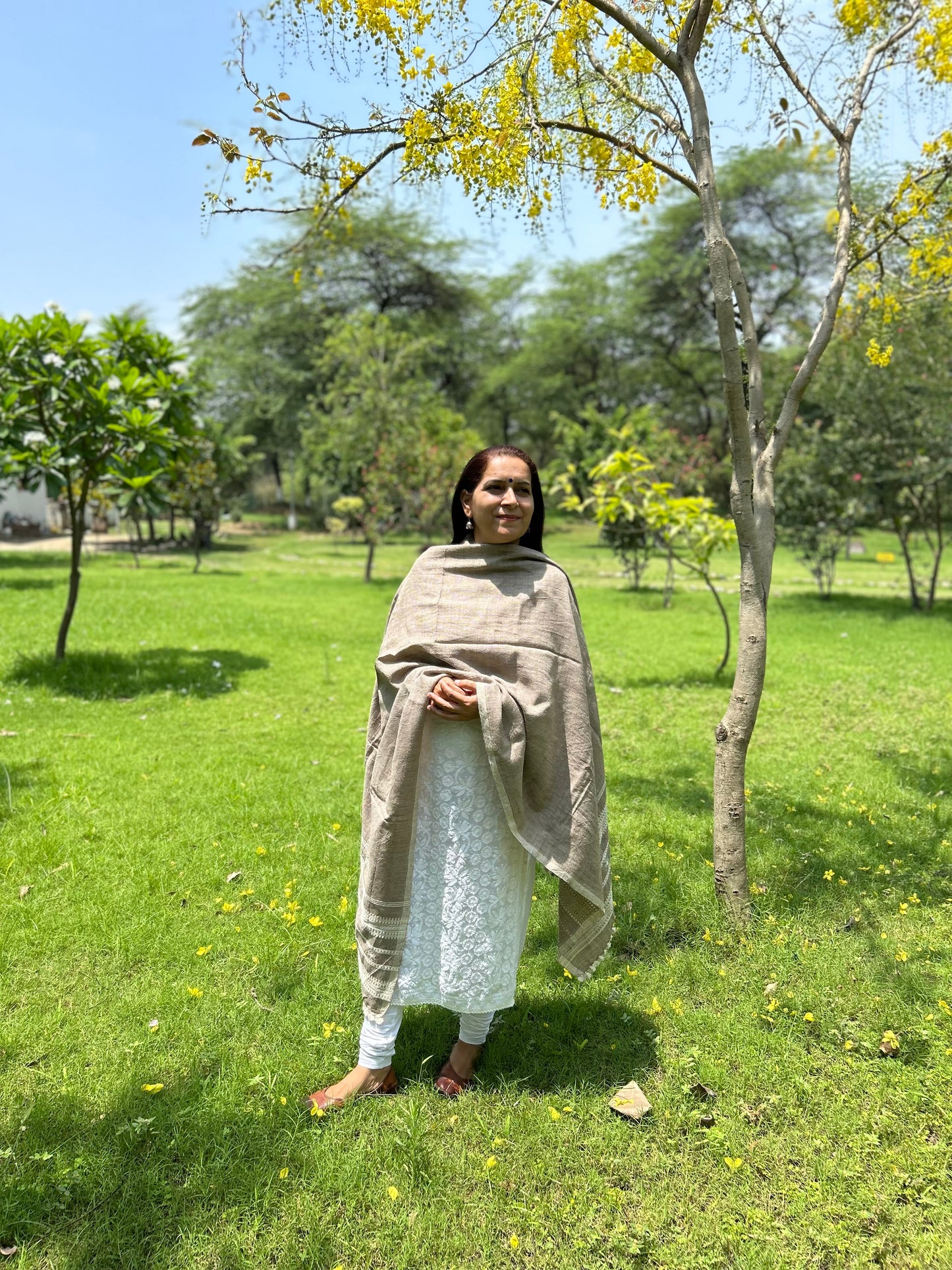 Grey Wool Bhujodi Shawl