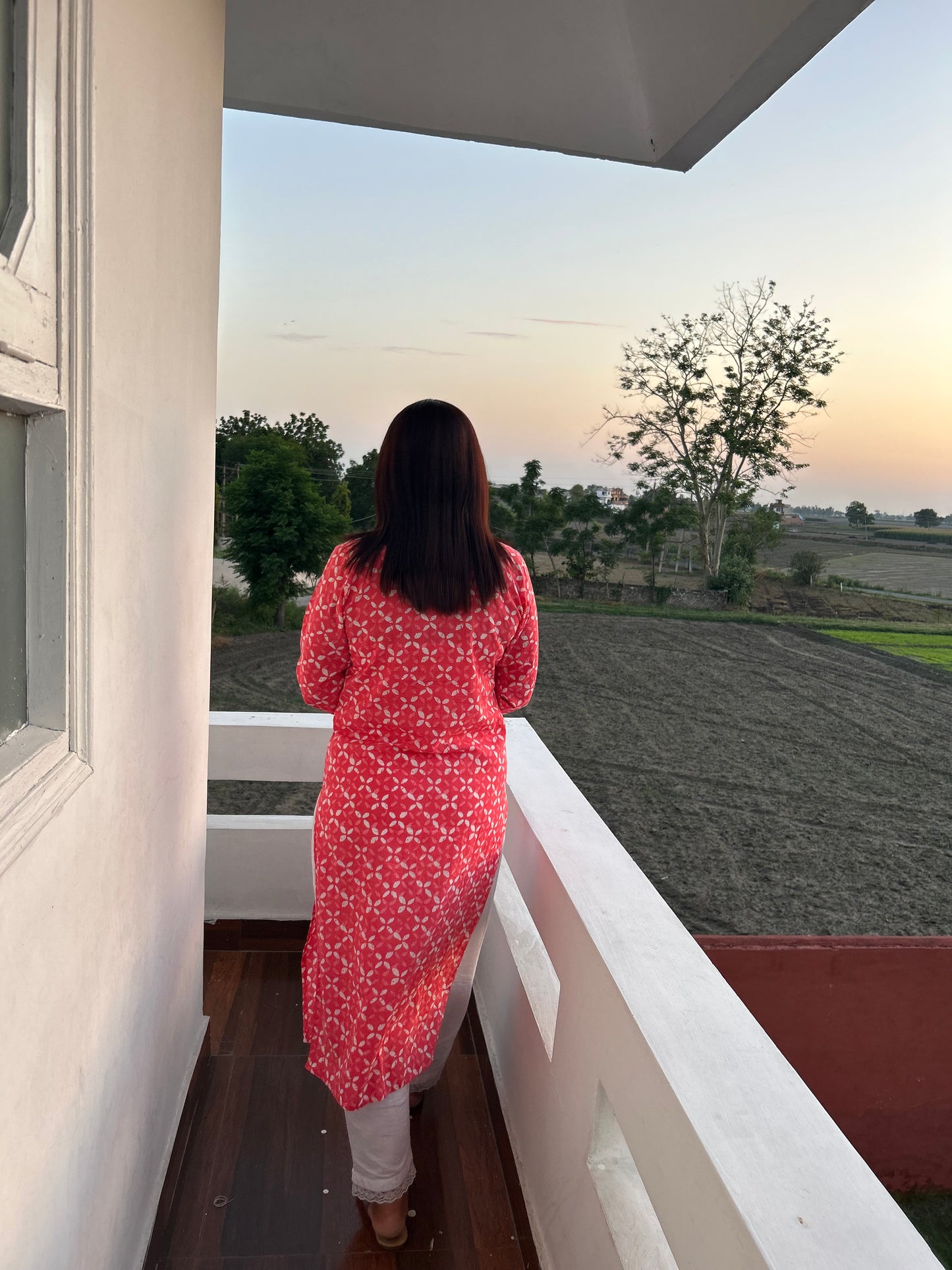 Pink Block Printed Kurta